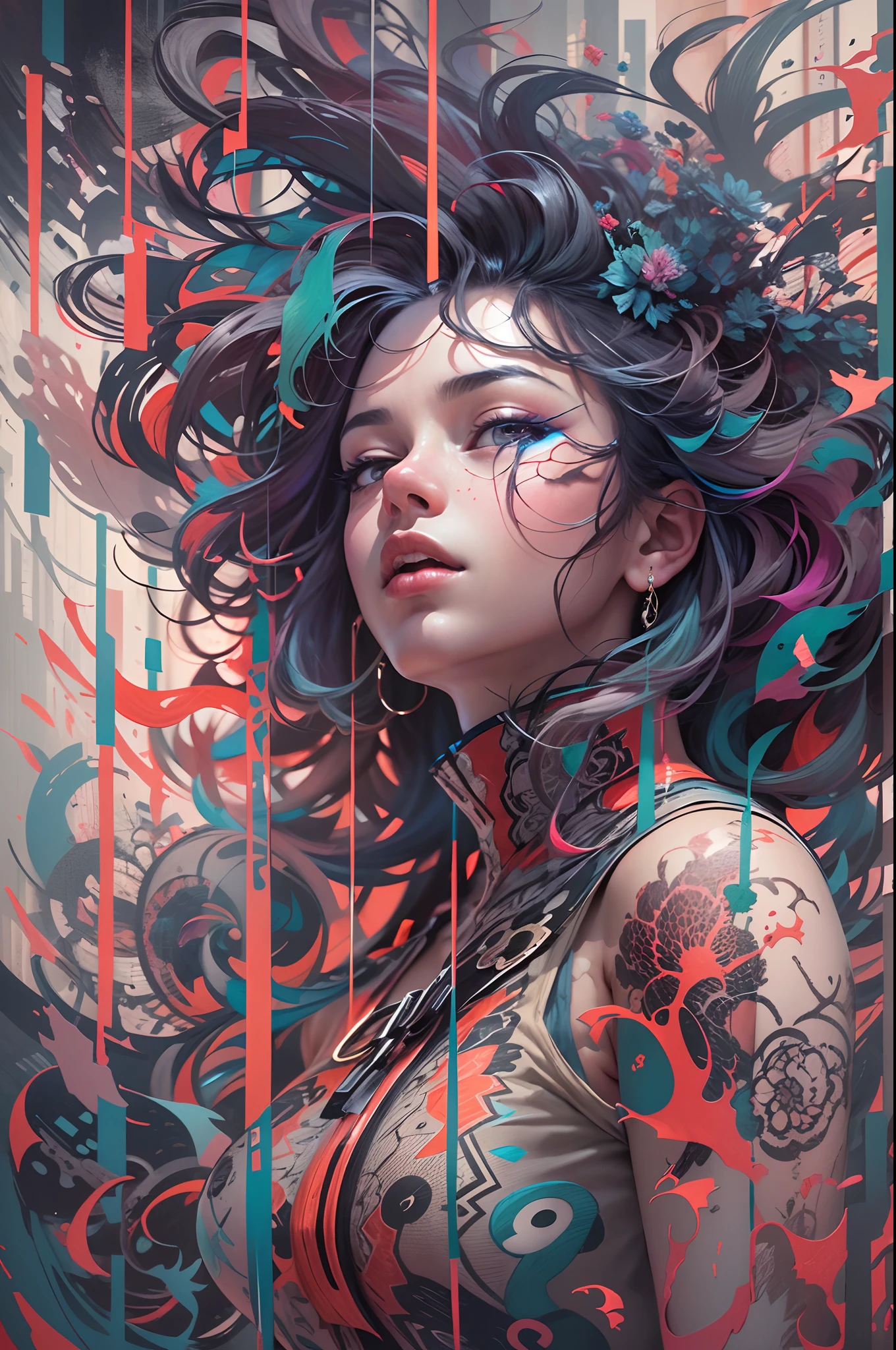 official art, unity 8k wallpaper, ultra detailed, beautiful and aesthetic, masterpiece, best quality, (zentangle, mandala, tangle, entangle), (fractal art:1.3) , 1girl, extremely detailed, dynamic angle, cowboyshot, the most beautiful form of chaos, elegant, a brutalist designed, vivid colours, romanticism, by james jean, roby dwi antono, ross tran, francis bacon, michal mraz, adrian ghenie, petra cortright, gerhard richter, takato yamamoto, ashley wood, atmospheric, ecstasy of musical notes, streaming musical notes visible. Full body portrait. Luminous light. Luminous, 4K, highly detailed Cyberpunk alley at night.