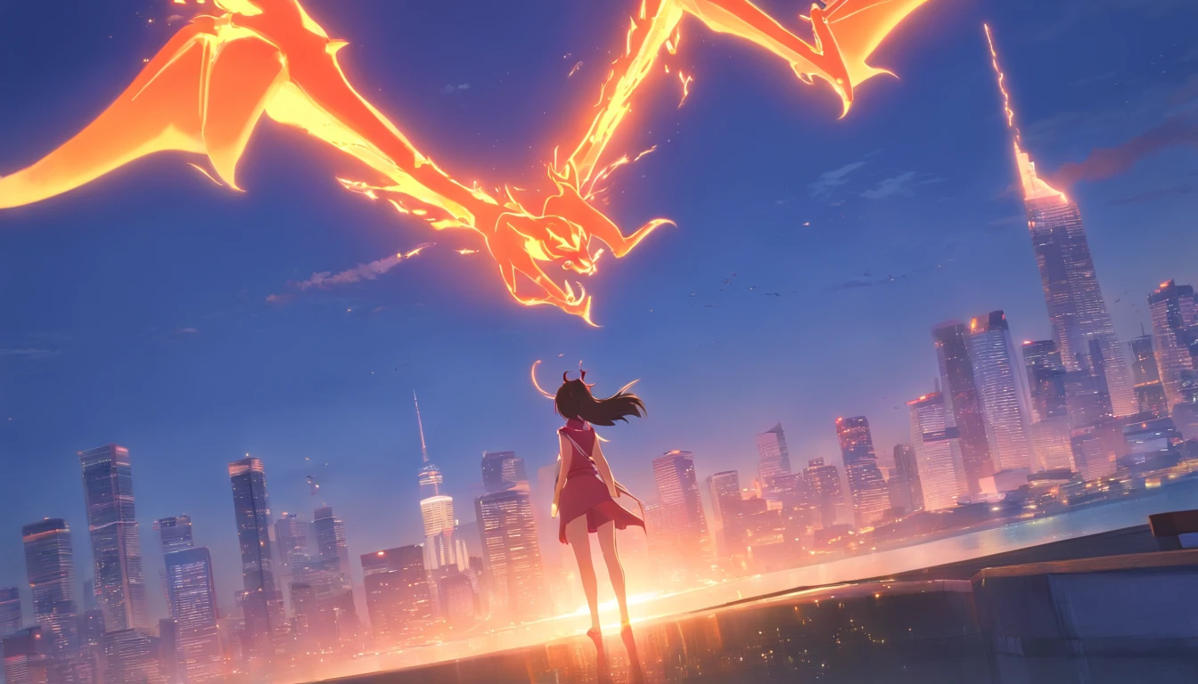 (masterpiece, high quality), Anime and cinematic scenery of a scary humanoid demon with majestic horns ascending over a vast kingdom, the entire scenery is bathed in fiery light as the demon stands triumphantly above, dark gothic atmosphere, intense and dramatic, vibrant colors, high-definition, stunning visual effects, hyperrealistic background, breathtaking perspective, dynamic lighting, trending on ArtStation and CGSociety