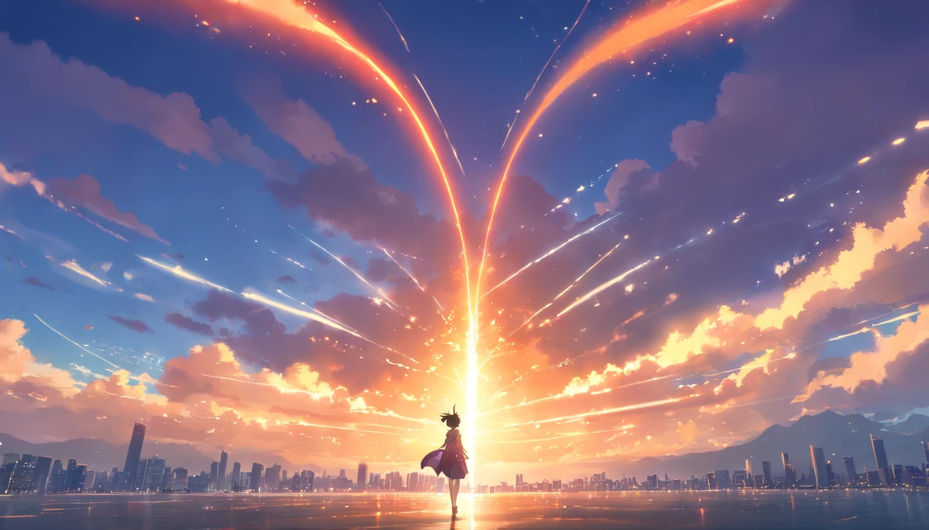 (masterpiece, high quality), Anime and cinematic scenery of a scary humanoid demon with majestic horns ascending over a vast kingdom, the entire scenery is bathed in fiery light as the demon stands triumphantly above, dark gothic atmosphere, intense and dramatic, vibrant colors, high-definition, stunning visual effects, hyperrealistic background, breathtaking perspective, dynamic lighting, trending on ArtStation and CGSociety