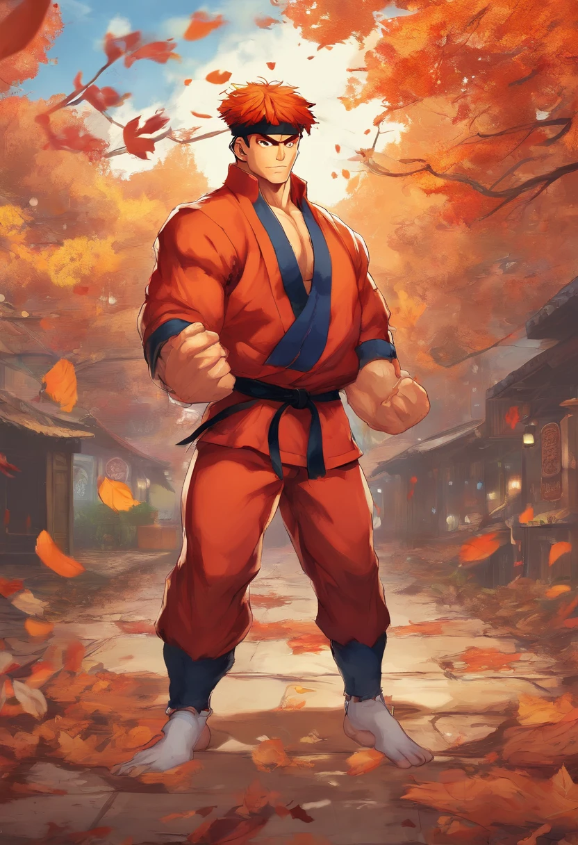 (((masterpiece))),best quality, autumn scenery, 1man, warm color, short hair, smile, calm expression