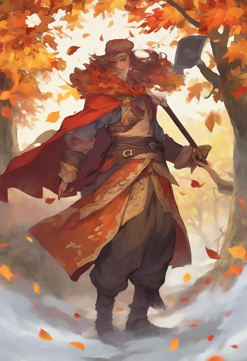 (((masterpiece))),best quality, autumn scenery, 1man, warm color, short hair, smile, calm expression