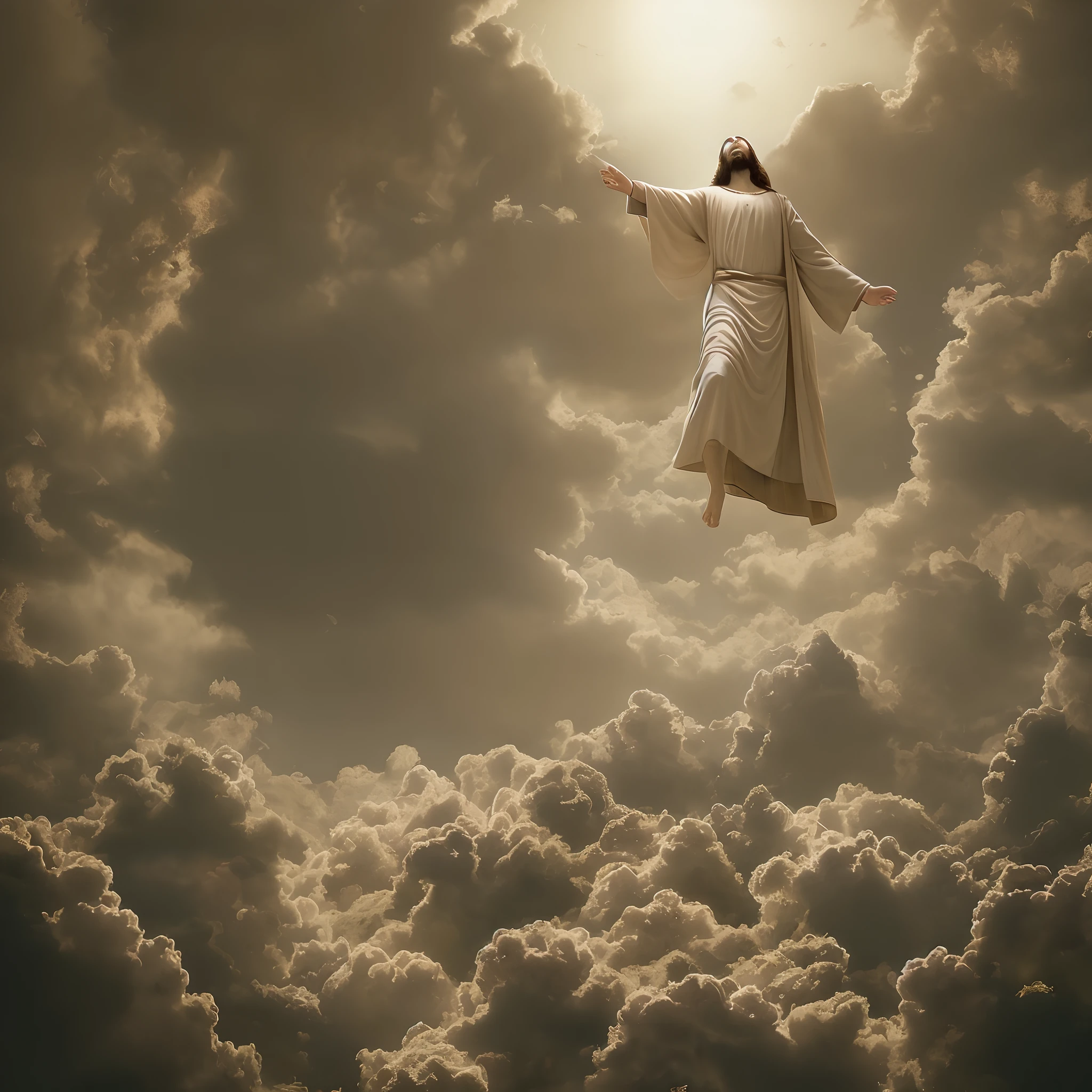 Jesus ascending to the heavens realistic cinematic