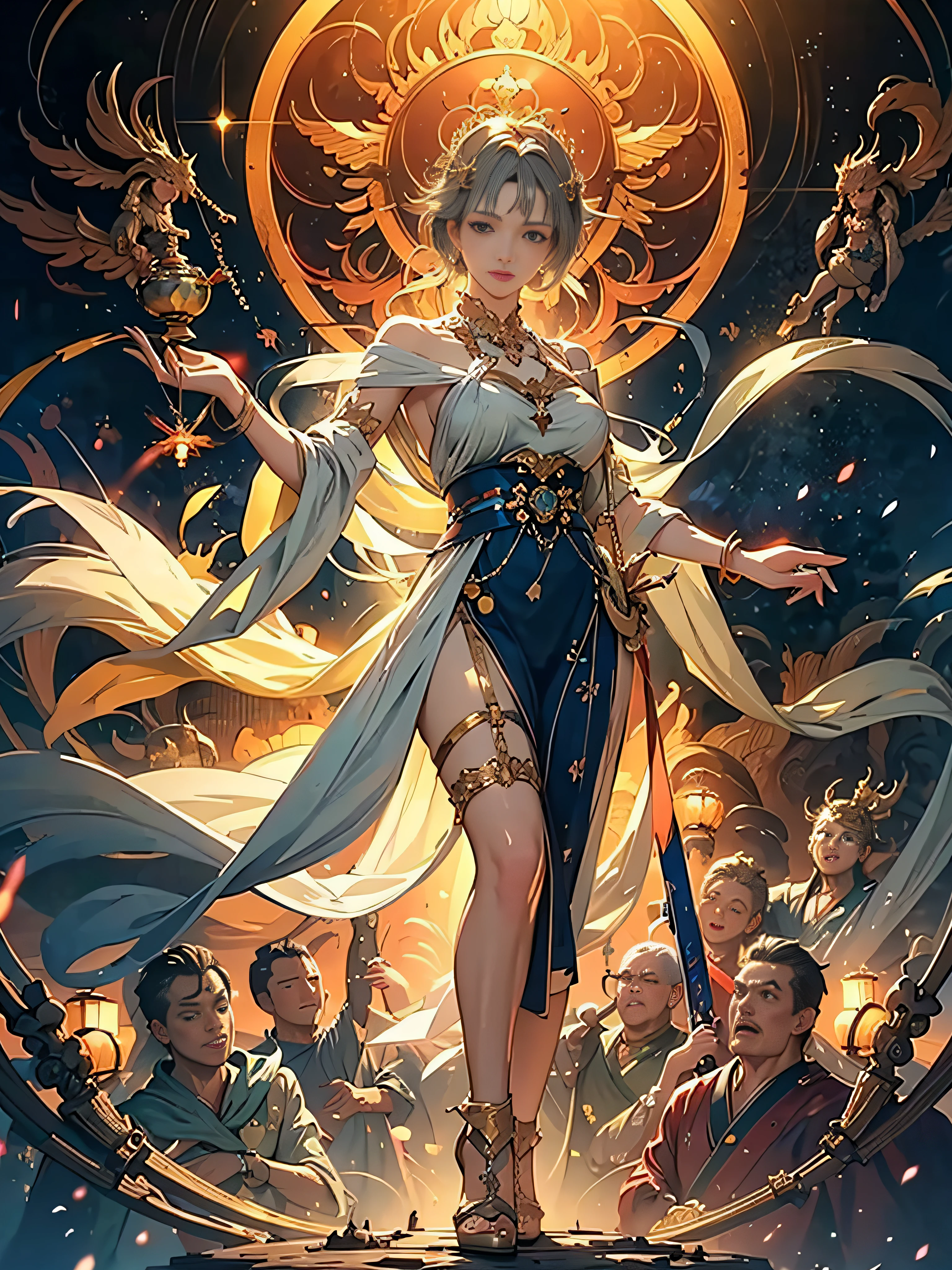 Rei Ayanami、Messy hair of waist length、Happiness、full body Esbian、Beautiful anime waifu style girl、hyper detailed painting、luminism、Art by Kahne Griffith and Wadi Mukasin concept art、4K resolution、fractal isometricdetailbioluminescence、3d rendered、octan render、complexly detailed、movie、Isometric Central Surrealist Cover Photo at Art Station Amazing Full Color Trend、handdraw、Grainy、realistic mucha、hit definition、 movie、On paper、Ethereal background、Abstract beauty、stands、Approaching perfection、Pure form、the golden ratio、minimalistic、continue、concept-art、Brian Froud and Khan Griffith and Vadim Kashin and John William Waterhouse、intricate-detail、8k post-production、hight resolution、ultra-detailliert、Trending on ArtStation、foco nítido、studio photo、intricate-detail、ighly detailed、by Greg Rutkowsky，A bell hangs on his chest，fully body photo、Japanese dress　Exposed　huge udder、Japan outfit、Japanese Katana Sword、arms are