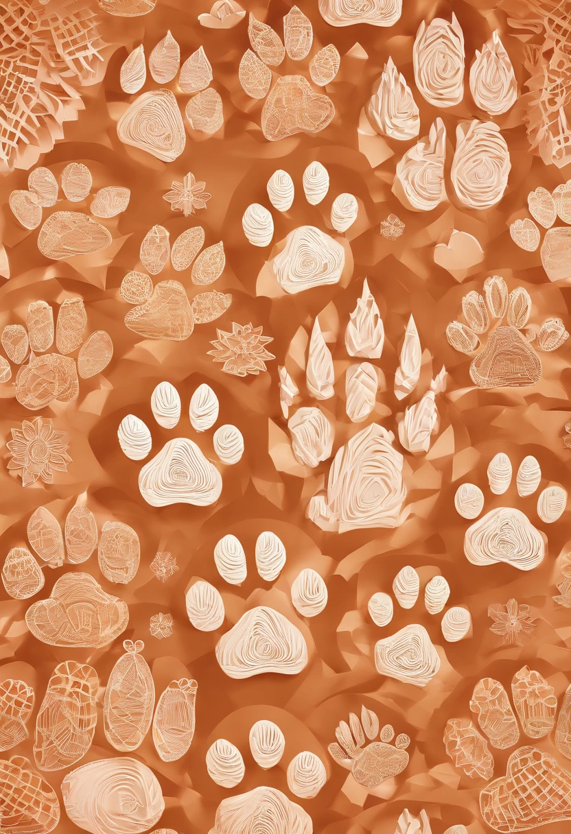 dog paw print, human palm print, warm colors, light atmosphere
