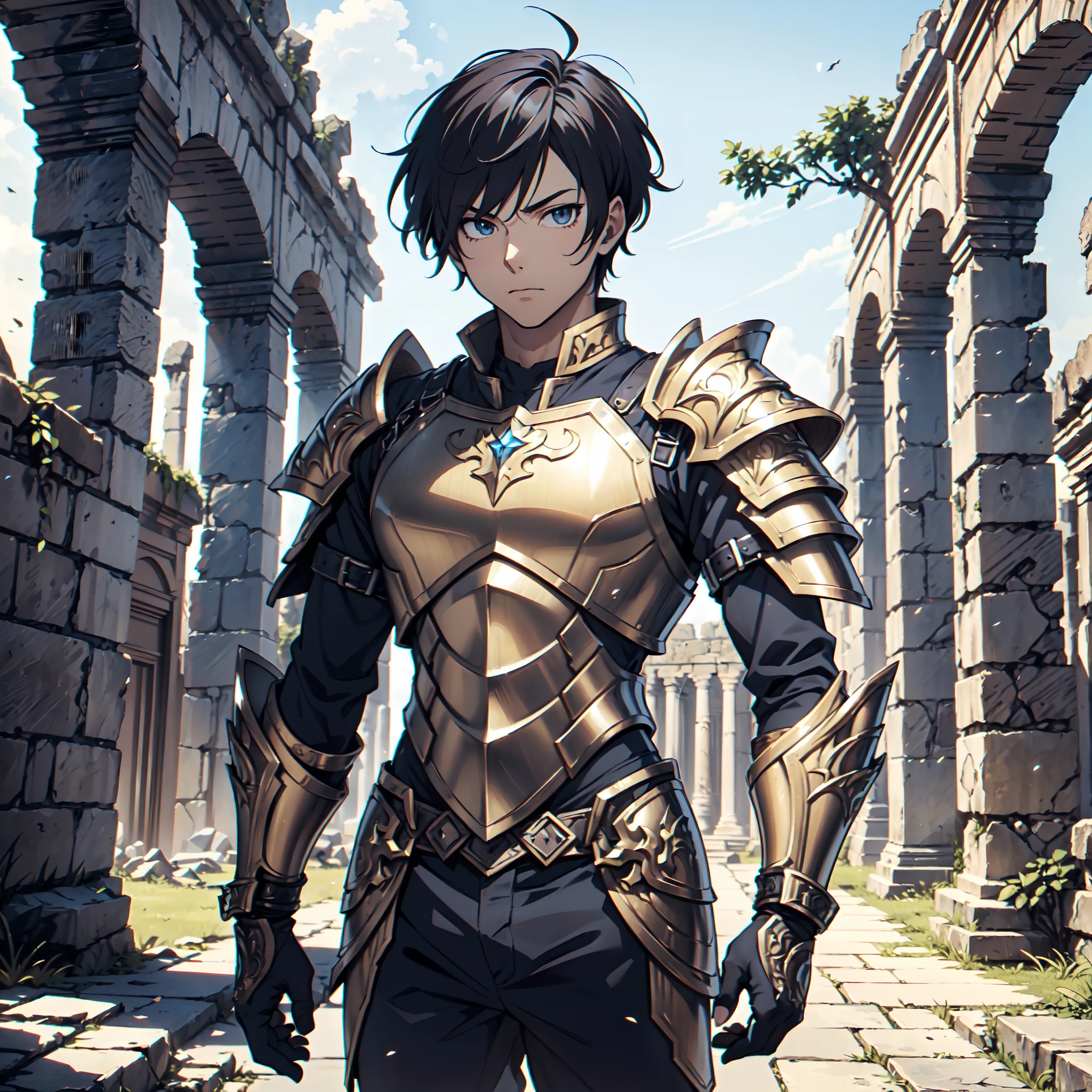 Wearing gold armor and carrying big sword Anthropomorphic anthropomorphic frog in medieval European aristocratic clothes, intricate Griebles work, European castle behind, muscular body, muscular arms, small head, Ogro Monstruso, Titan, leather shoes, soft lighting, 32k ,Hyper-realistic ,Background details are exquisite，The scene is surreal，Create a charming graphic style