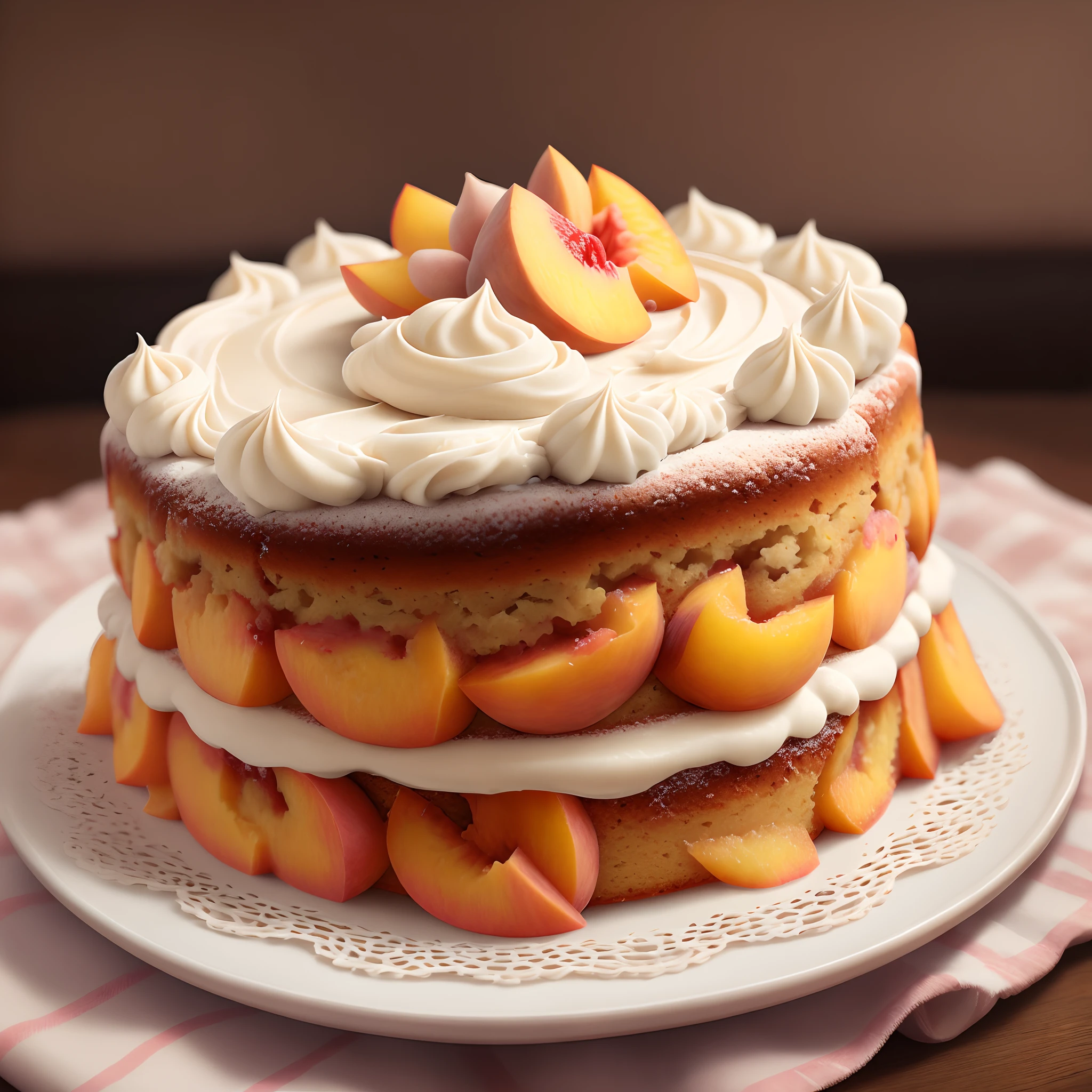 Peach Cake with Vanilla Frosting