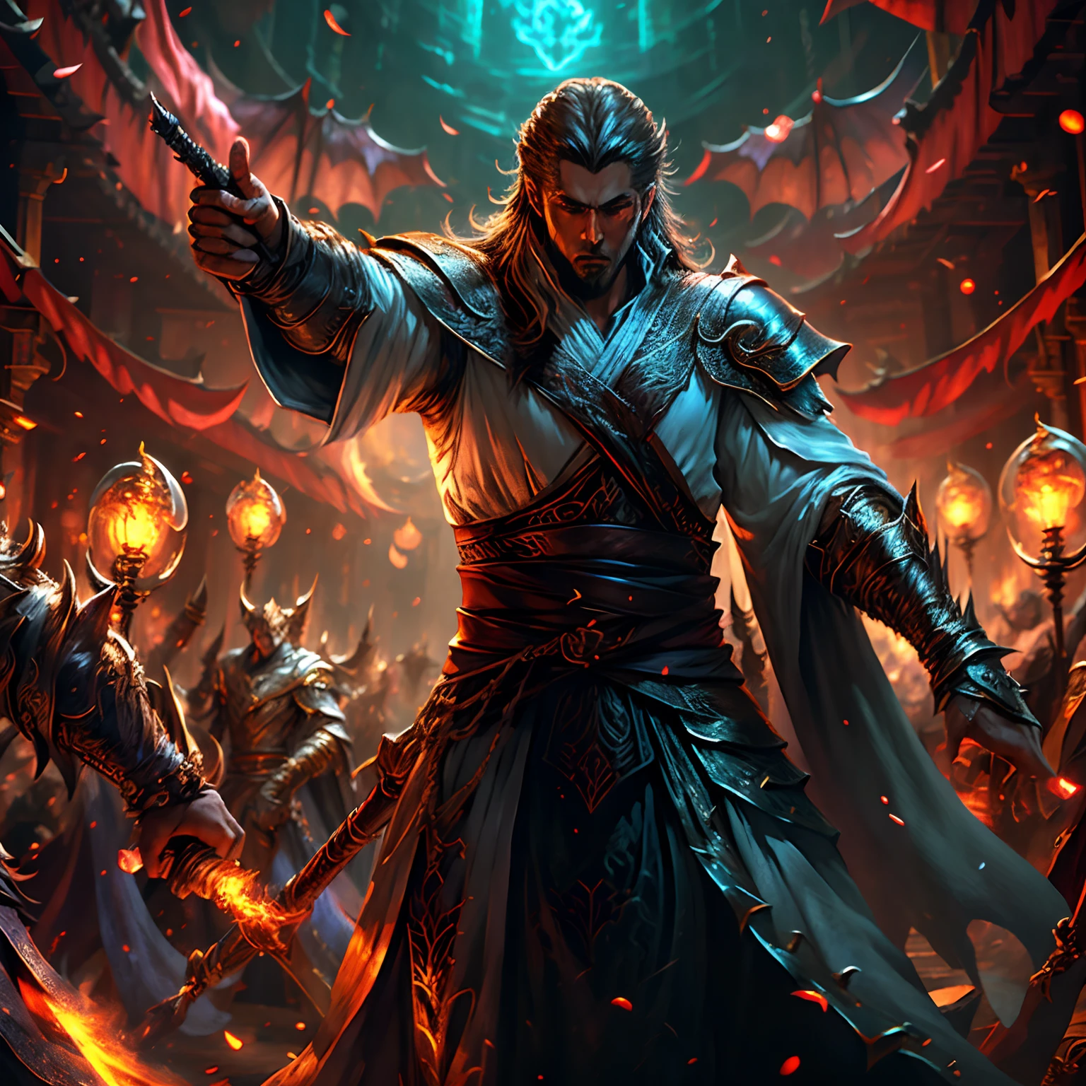 Castlevania Lord of the Shadows hyper realistic super detailed Dynamic shot masterpiece cinematic scene scenes movie Epic Legendary Lord Dracula leading troops armed with demons to fight sharp details hyper realistic super detailed Faces correct Anatomy correct proportions super detailed