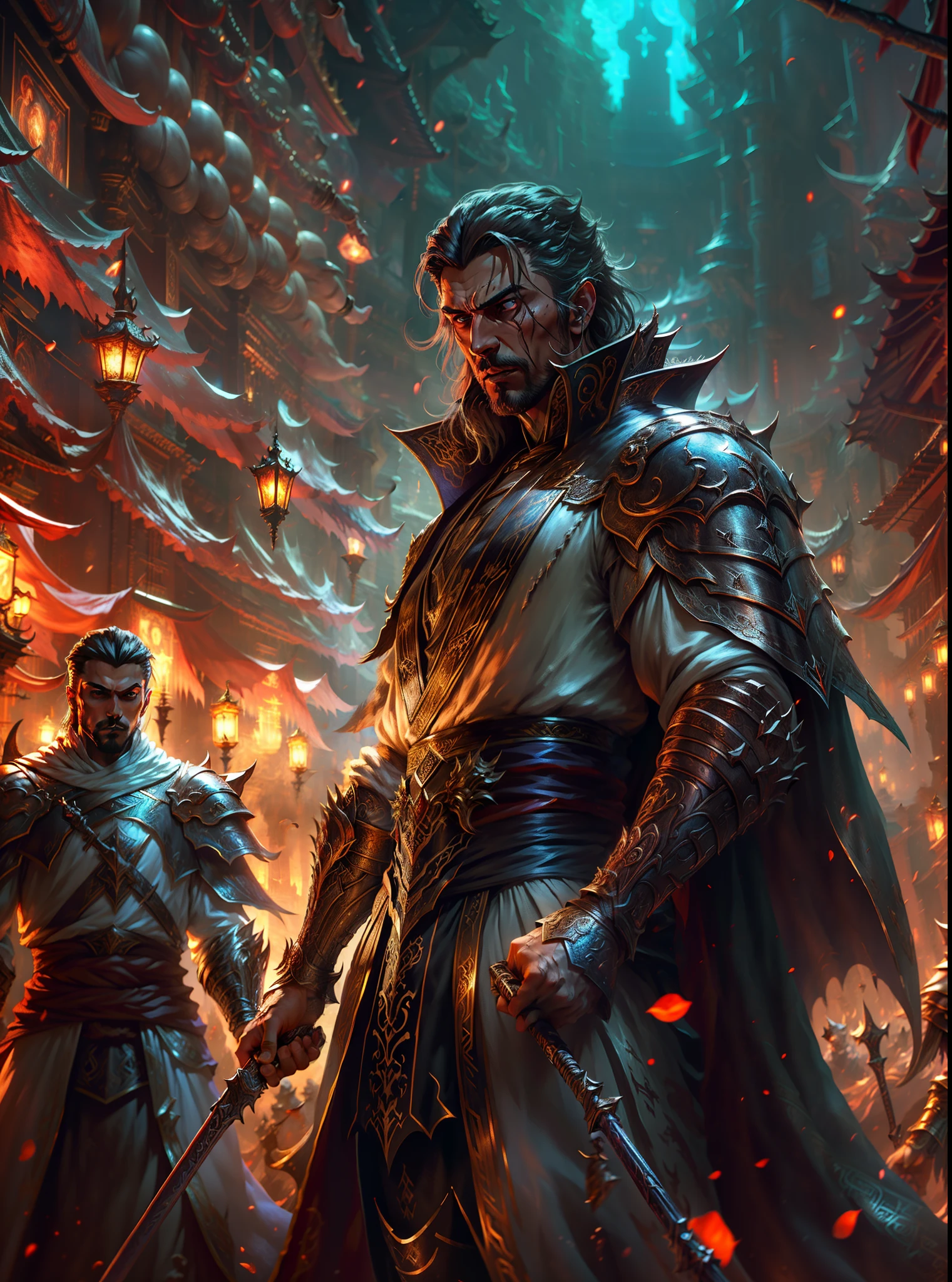 Castlevania Lord of the shadows hyper realistic super detailed Dynamic shot master piece scene cinématique scènes movie Epic Legendary Lord Dracula leading troops army of demons to battle sharp