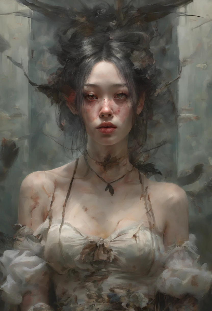 There is ugliness in beauty, But there is also beauty in ugliness. In the style of Adrian Ghenie, Esao Andrews, Jenny Saville, Edward Hopper, surrealism, Dark Art par James Jean, Takato Yamamoto, Minimalisme inkpunk. Tim Burton. Anime girl. Guweiz. Pixiv.
