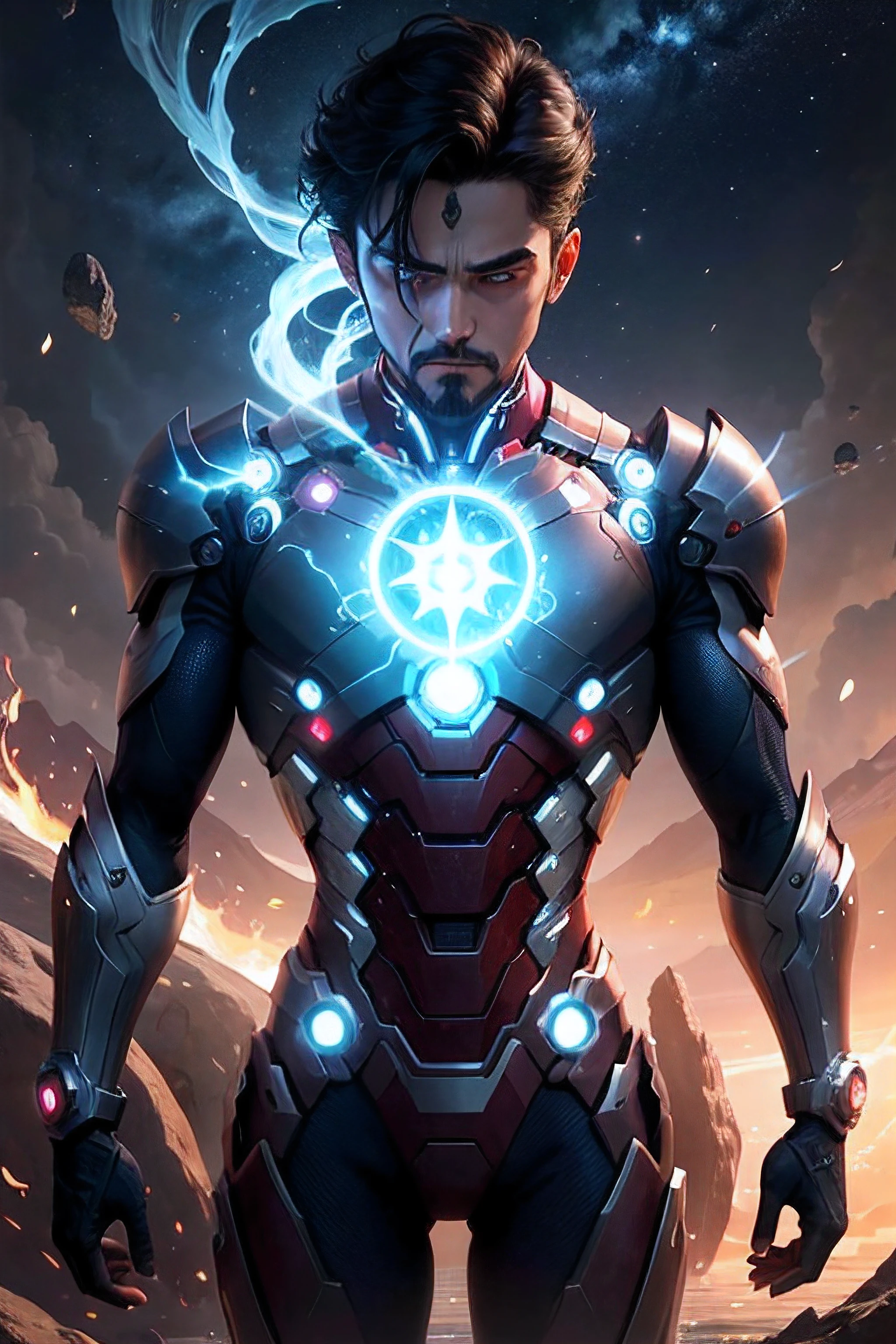 In this drawing of a unique fictional character, imagination comes to life. A mysterious being emerges, coming from the frontiers of the imagination, transcending the limits of reality.
He is a hybrid being, a fusion of elements from different species and worlds. His body has an alien anatomy, with limbs elongated and curved gracefully. Her skin displays intricate and iridescent patterns, glowing with shades of blue and violet, conveying an aura of mystery and enchantment.
His eyes are large and expressive, shining with a captivating intensity. They reveal the depth of your wisdom and the curiosity that burns within. His pupils can be as deep as an abyss or radiant as twinkling stars, evoking the vastness of the universe he represents.
The fictional character carries with him an air of power and magic. His dress is ironman suit, indicating his connection to the occult and the unknown. He wields an artifact of power, whether an enchanted weapon or a magical instrument, evidencing his ability to manipulate forces beyond human comprehension.
This fictional character is an enigmatic and fascinating being, representing the richness of the imagination and the diversity of possibilities that exist beyond our world. It inspires discovery, exploration, and the willingness to dive into new horizons. May your presence awaken the desire for adventure and remind us of the infinity of the universe of creation. --auto