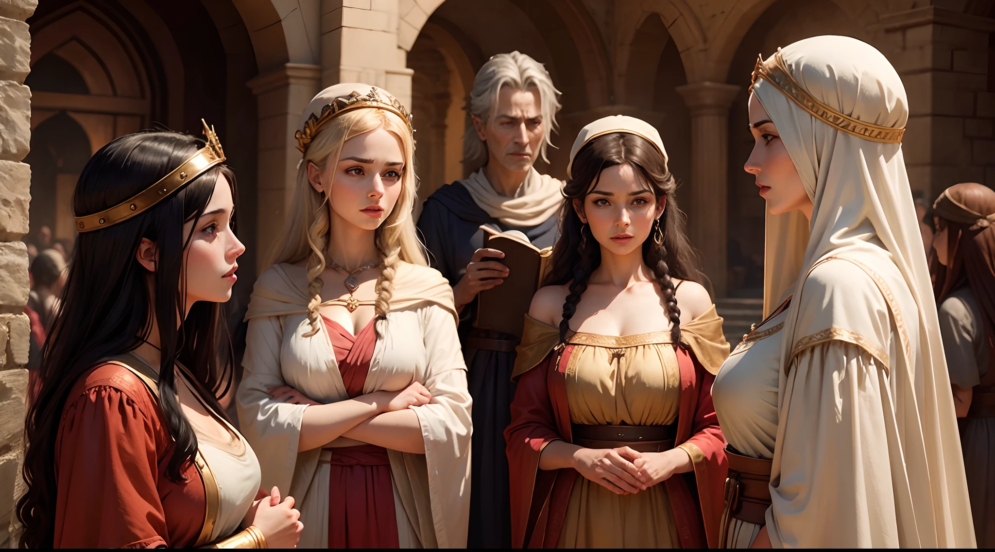 Women of biblical times in older clothing
