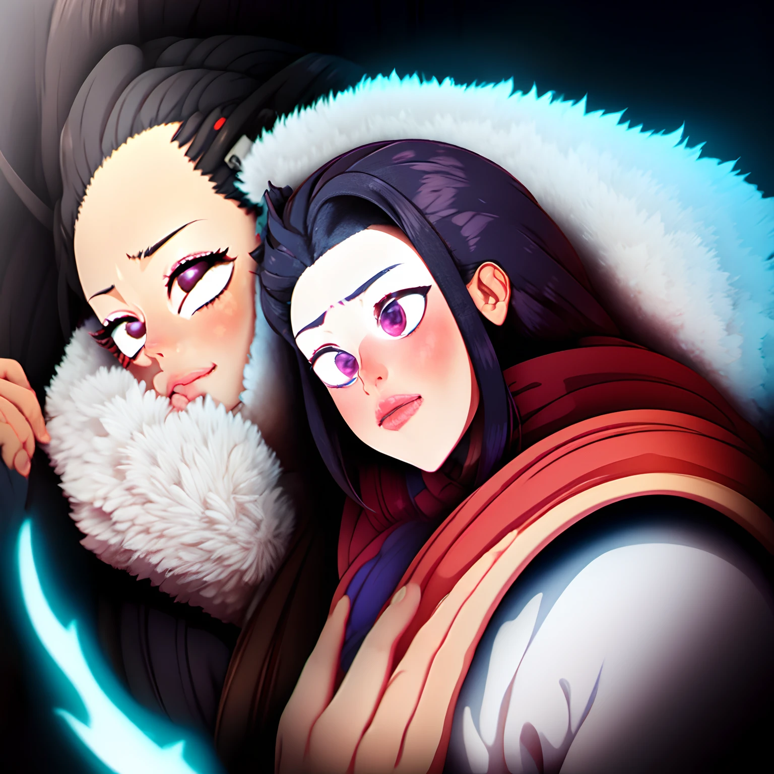 Neocoill art style,portrait,Nezuko Kamado,Demon Slayer