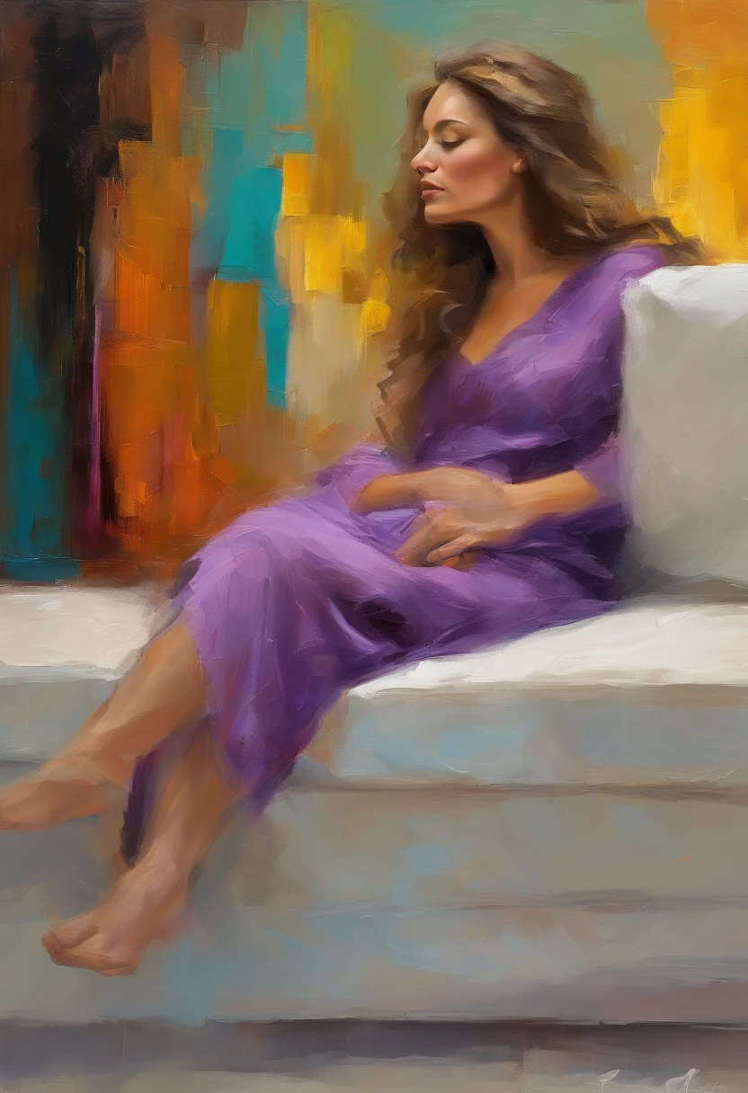 A painting of a woman with her eyes closed, ((golden ratio}} laying on the sofa after a long night on the town, a sensual painting, a Beautiful expressive painting, Wadim Kashin. Ultra photo realism, Louise Ross, digital painting art, Perceptual digital painting, Stylish digital painting, Bonito painting, glossy digital painting, beautiful digital painting, digital art painting, Fine paintings, ((Rod acrylic paint)).
