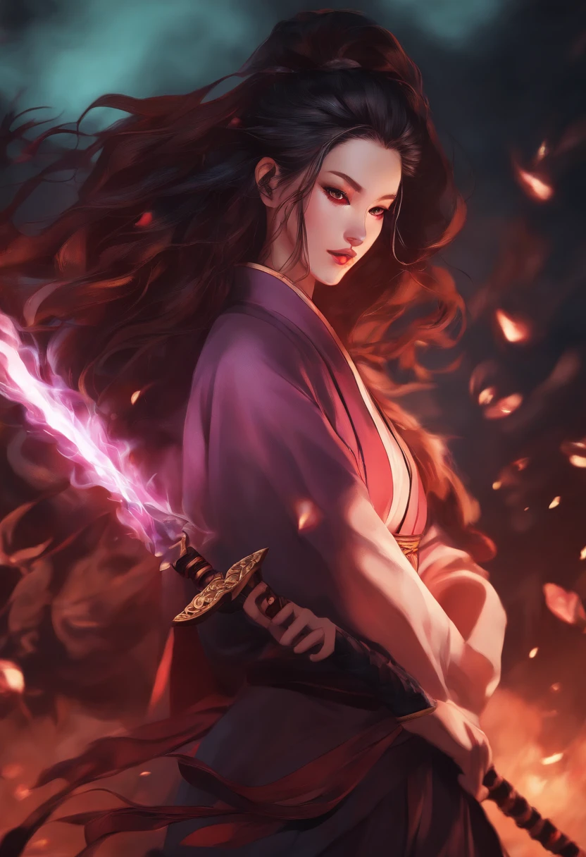 Neocoill art style,portrait,Nezuko Kamado,Demon Slayer