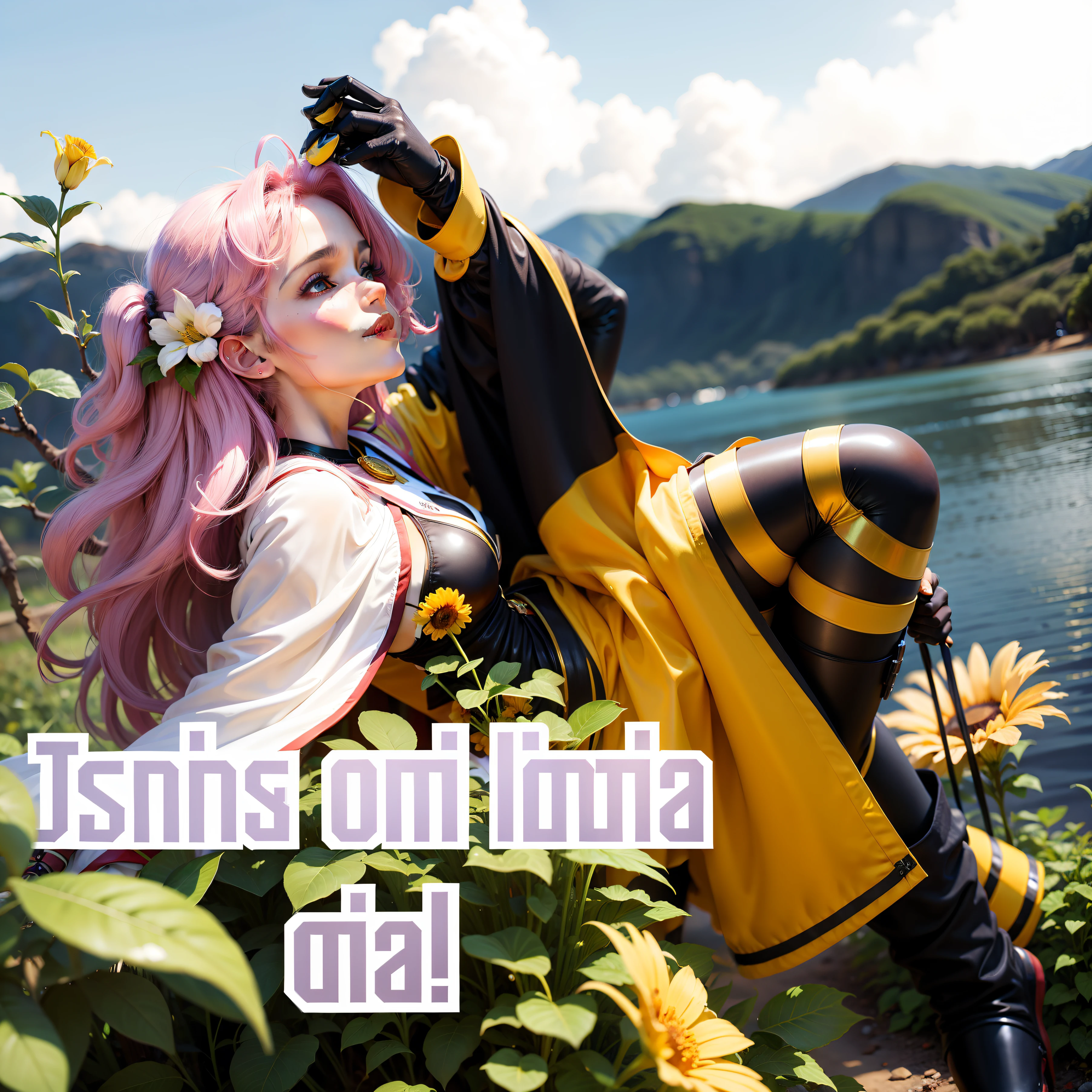 There is a woman in a bee costume picking flowers from a bush, (abelha), abelha maia, menina treinador do inseto, 🐝👗👾, colmeia de abelhas da favela, album cape!, filme abelha, Abelha feliz, inspirado em Oton Gliha, Para ele, Directed by: Tuvia Beeri, Anato Finnstark!!, inspirado em Ren Renfa