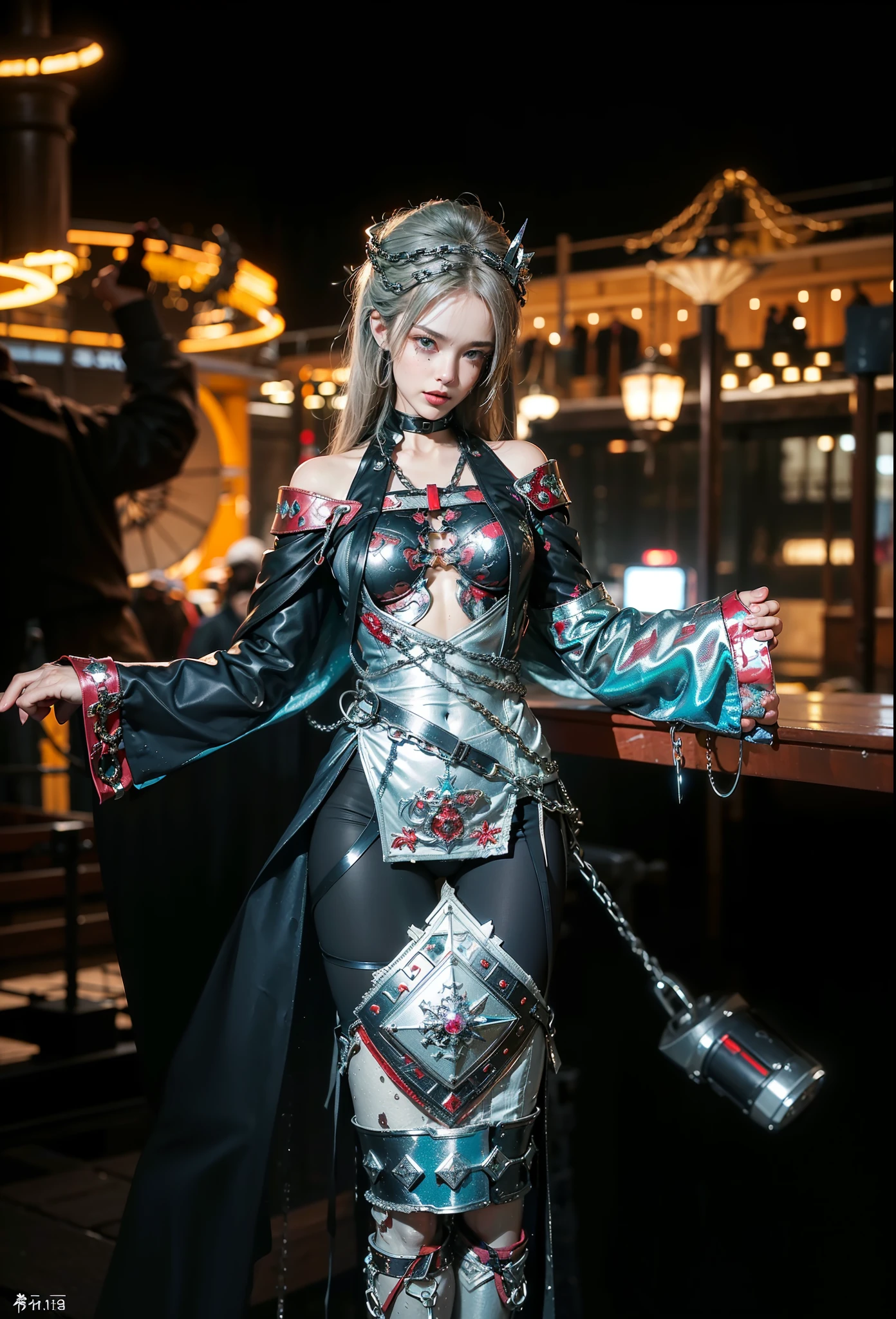 ,((Wearing a torn sheer costume of a superheroine)),(, No bra)), Wet crotch, Wet thighs, Beautiful girl with accentuated slender abs: 1.4, (((nipple tips protruding, areola is protruding, The shape of the pubic region is clearly visible)), sixpack abs: 1.4, Bust Botox, Photo, Sharpness, Unique 850 4, Koda850 k portrait camera, F1.6 shots, Ultra-realistic textures, Spectacular light textures, Cinestil 800 Fashion Mechanics, (futuristic sci-fi battle fashion: 1.1), (tied perfectly by chain), Restraint, Slaves, collars, ((wide prison with sunlight)), Dark fantasy, Realistic material details, extreme hight detail, Ultra-realistic materials ((Torn costume))), Wet, Cloudy, (Chained)), ((big emphasized by chains)), ((chains digging into crotch)), ( (Collar)), (, No bra), shredded costumes, broken golden shields and battle spears,, White combat gloves, Combat shoulder armor, Blood splattered on the face, Blood splattered, Realistic, (Bruises, Dirty, ripped clothing, skimpy clothing, Blood: 1.3), Torn Cape, Torn pantyhose, Long legs, ((iron pipe in the crotch)), Metallic shackles and fetters, ((chains hung from heaven)), Wet crotch is clearly visible, Swarovski's sword and the anatomy beneath his feet, (futuristic sci-fi battle fashion, Torn mesh stockings),