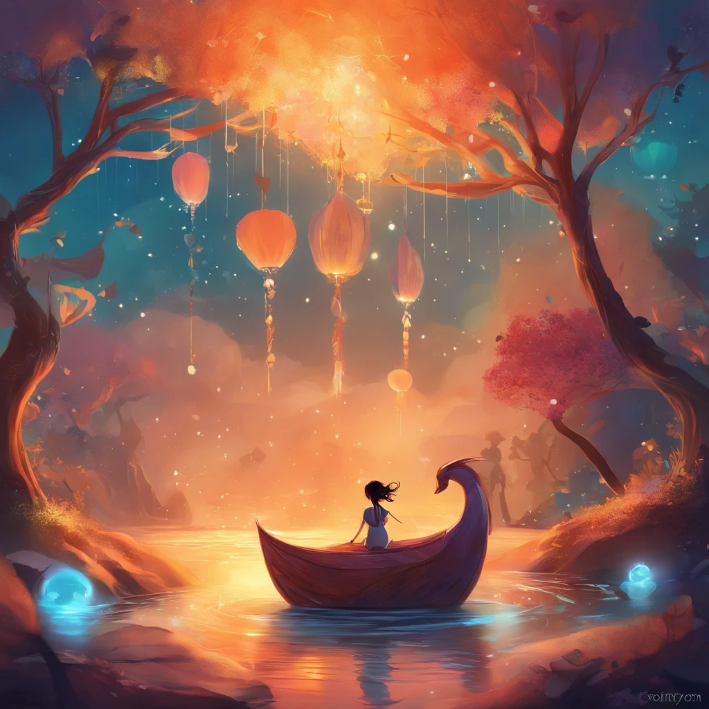 Havia uma menina , com grandes olhos redondos e um sorriso contagiante, e um grande peixe cor dourado Um mar cheio de lixo, them swimming in the sea a beautiful art illustration, Coelhos, Coelhos, coelho_coelhinho, adorable digital art, 🍁 fofo, in illustration style digital, cena quente e bonita, cute illustration, arte digital detalhada bonito, Cyril Rolando e Goro Fujita, ao estilo de Cyril Rolando