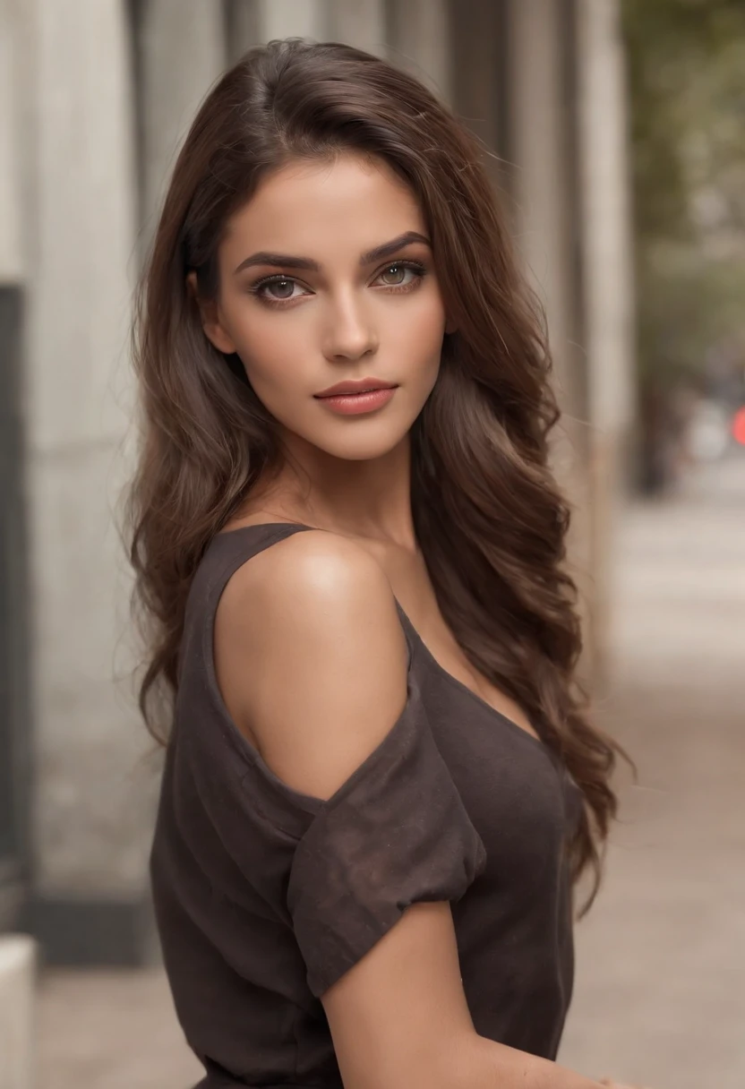 ((Piel africana oscura, very deep ebony skin)), ((Su belleza es innegable)), ((cara linda emocionada)), ((Perfectos ojos avellana hiper detallados,)), ((Linda pose)), , ((seductor )), sexy, (( Camisa de malla ajustada, pantalones cortos canchas sexy)), ((Cabello africano liso cola de caballo larga y rizada,)), (( piel)), ((Get up, Vista frontal)), ((Toca tus propias piernas en una pose sexy)), ((afuera, Public city)), Sharp-focus CGI, photoreallistic, High detail, Realstic, Obra maestra, Absurdo, La mejor calidad, HDR, alta calidad, Hi-Def, extremadamente detallado, Fondo de pantalla de 8k, Detalles intrincados, 8k UHD, Full HD, (Foto realista:1.2), contraste, intense illumination, Cinematic lighting, natural  lighting, Luz dura, Contre-Jour, global ilumination, ambient-occlusion