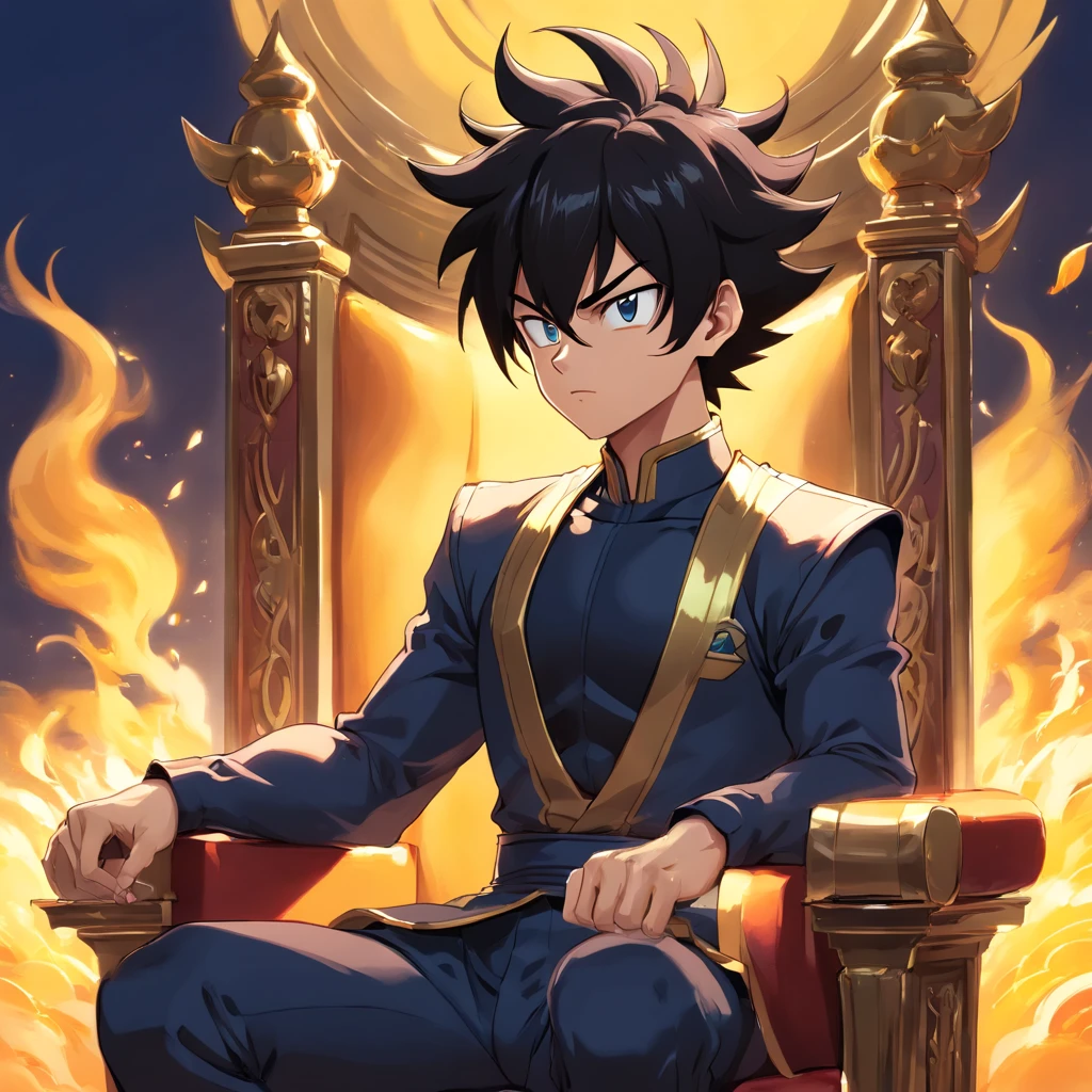 Vegeta em um ((terno preto)), fumando um cigarro, sitting on a royal throne that highlights his power and influence, macho, Dragon ball, anime
(best quality, 4k, Alto, ultra-detalhado), detailed facial features, intense expression, foco nítido, cores vibrantes, dramatic lighting, oil-painting, arte conceitual, Estilo anime