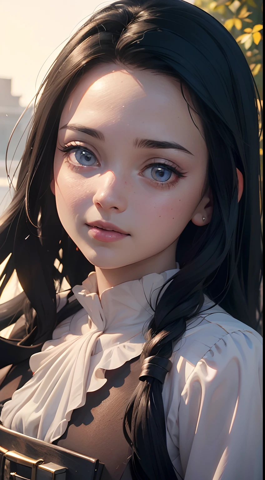 (best quality,4k,8k,highres,masterpiece:1.2),ultra-detailed,(realistic,photorealistic,photo-realistic:1.37),detailed eyes and face,beautiful detailed eyes,beautiful detailed lips,long eyelashes,1girl,Nezuko Kamado posing half-body,cute and adorable,garden background,soft lighting,vibrant colors,anime style