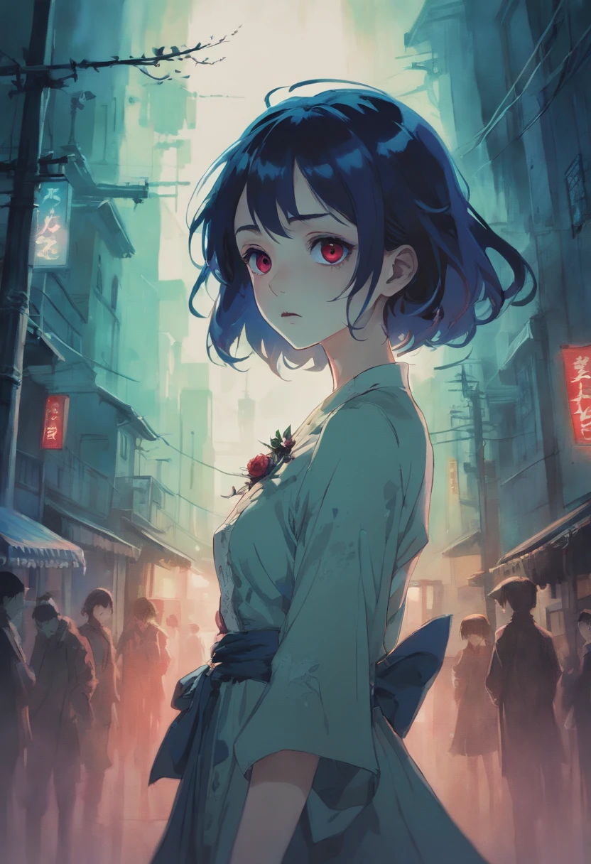 best quality,4k,8k,highres,masterpiece:1.2,ultra-detailed,realistic,photorealistic:1.37,portrait,dark,silent hill,fog,dark red lighting,scared girl,girl's terrified expression,emotional intensity,surrealism,mysterious atmosphere,Adrian Ghenie style,detailed facial features,exaggerated eyes,sharp focus,creepy ambiance,Takato Yamamoto style,dark and eerie setting,Tim Burton style,gothic elements,hauntingly beautiful,nightmare,expressive brushwork,Guweiz style,subtle color blending,Pixiv inspiration,Aquarelle technique,watercolor-like texture,Corpse Bride theme,retain fine details.