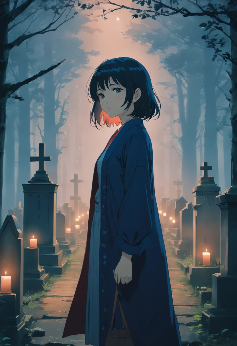 girl in a graveyard,portrait,fog,dark atmosphere,Best quality,4K,8k,high resolucion,Masterpiece:1.2,Ultra-detailed,Realstic,photoreallistic:1.37,mysterious atmosphere,Style Adrian Ghenie,Detailed facial features,exaggerated eyes,mise au point nette,ambiance effrayante,Takato Yamamoto Style,Dark and disturbing setting,Style Tim Burton,Gothic elements,of mesmerizing beauty,cauchemar,Keep the details fine.