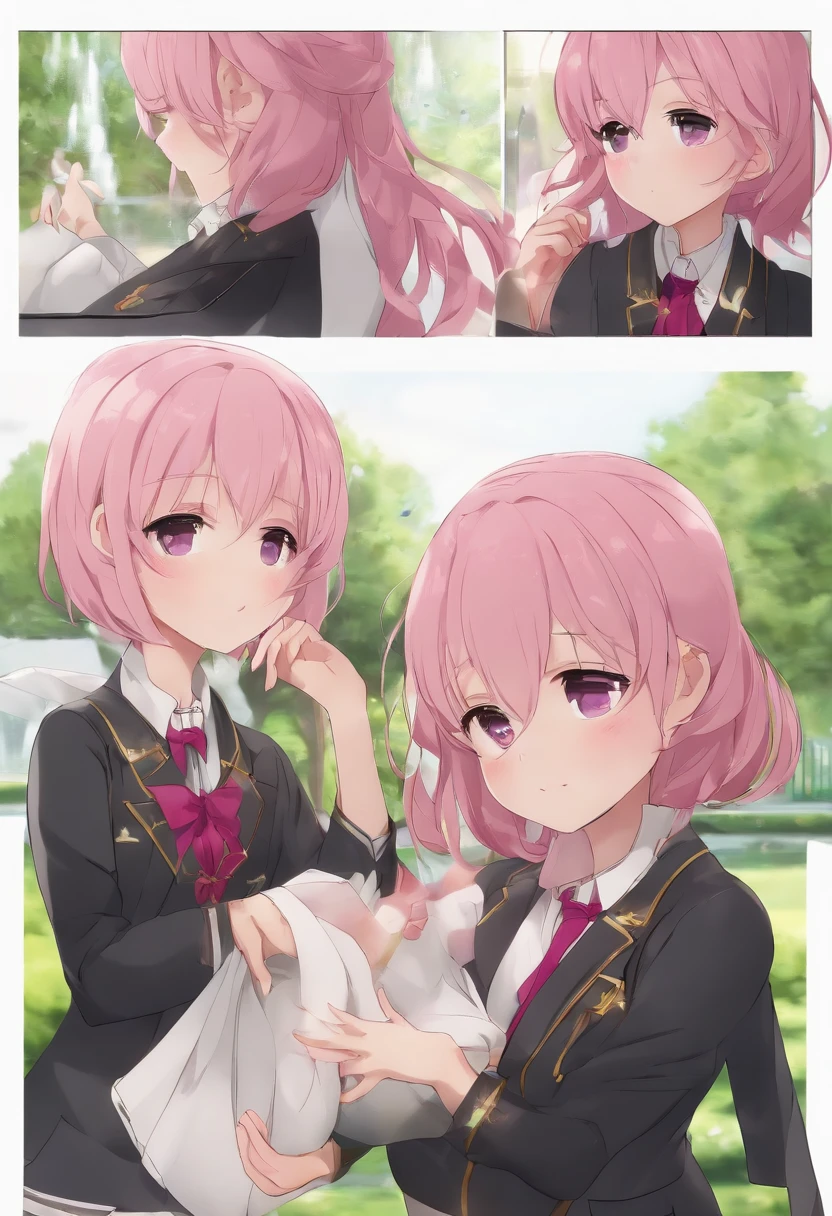 Anya from Spy x family anime pink hair black school charter uniform little girl anime