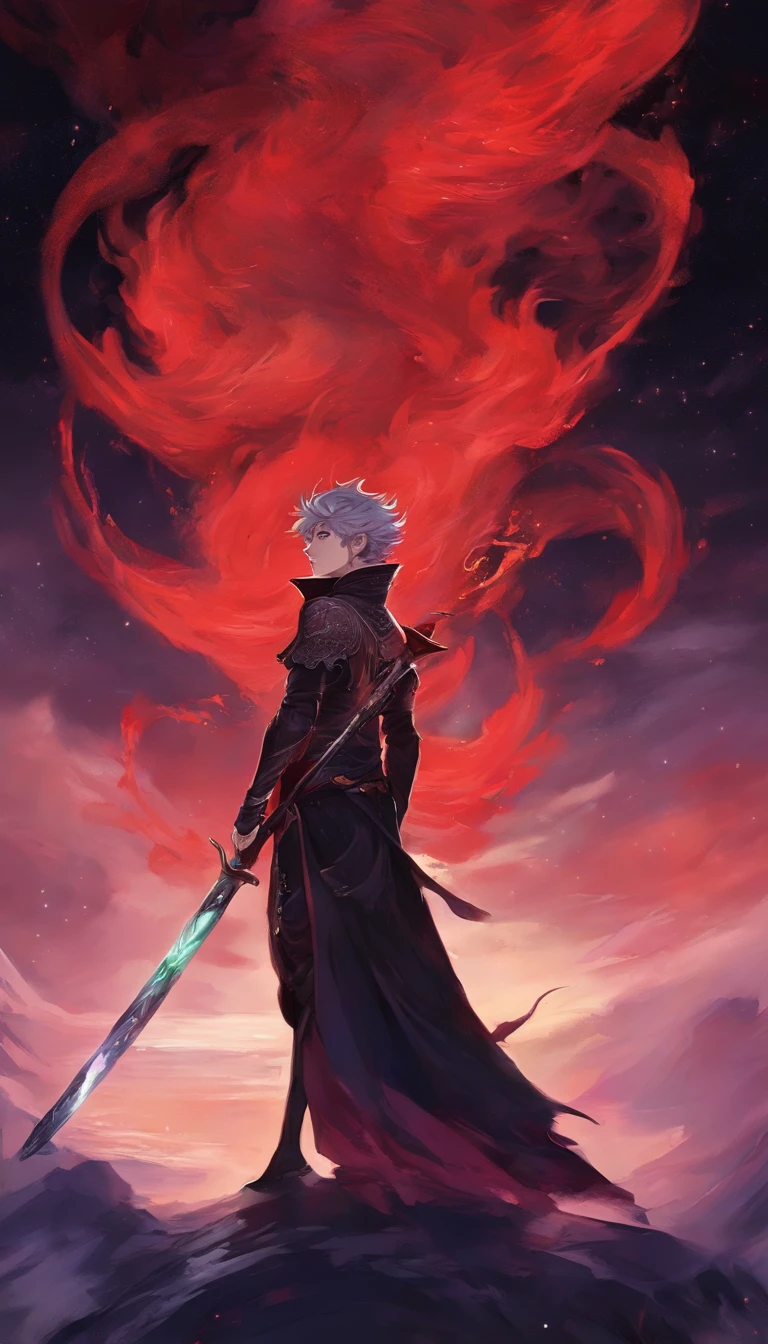 espada grande estilo asta black clover preta com detalhes em vermelho e roxo