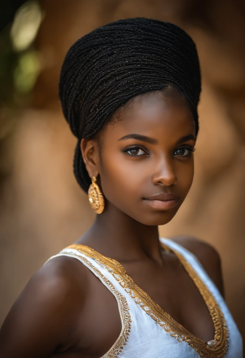 Fille, Africain, noir, The eyes of Anbar, cheveux longs, to 19 years ,porter un short sexuel ,corps entier