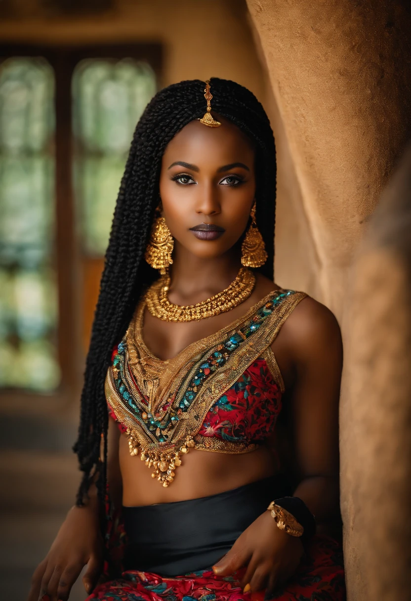 Fille, Africain, noir, The eyes of Anbar, cheveux longs, 16 to 19 years ,porter un short sexuel ,corps entier