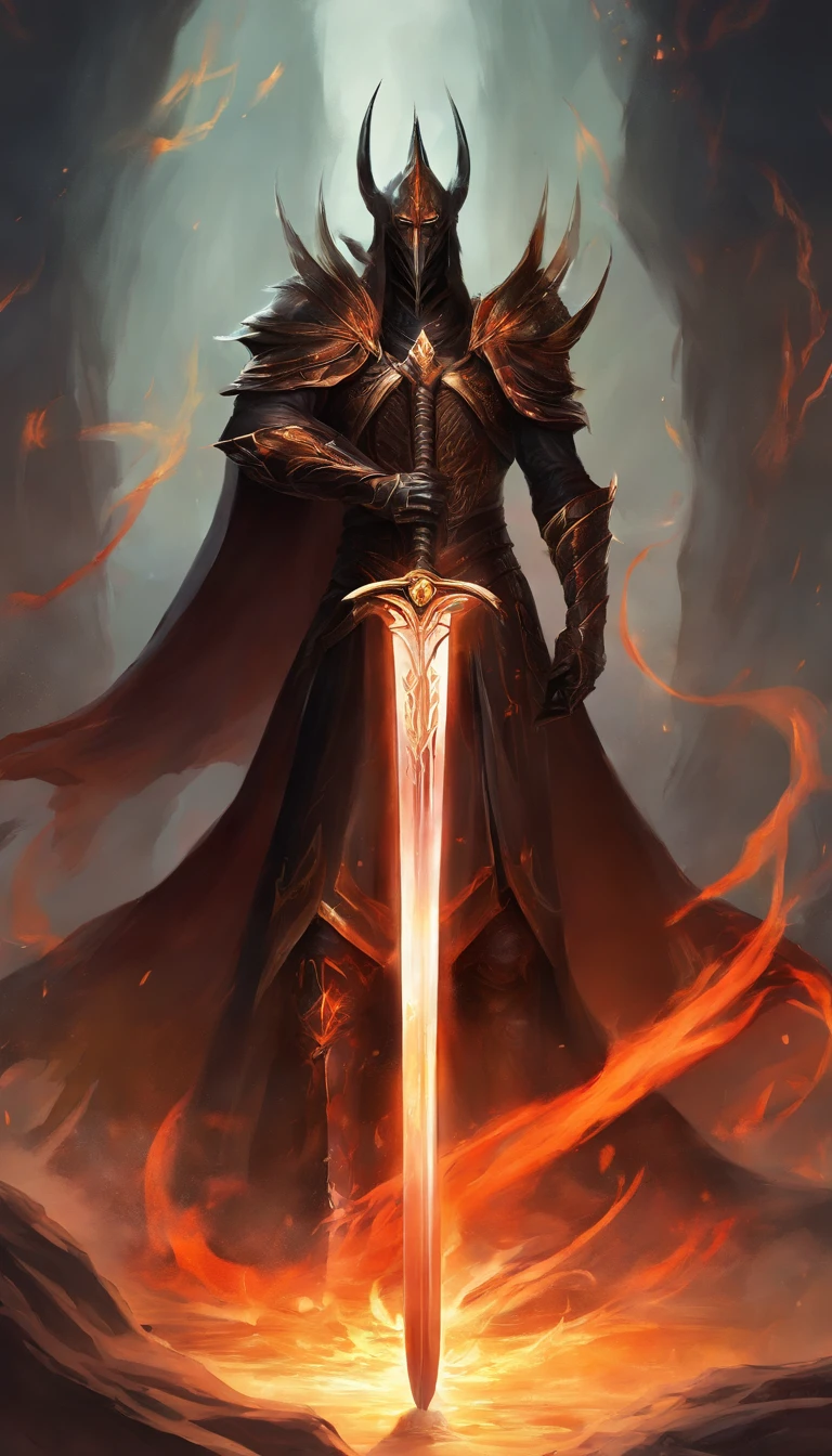 A great legendary demonic black sword with fiery details