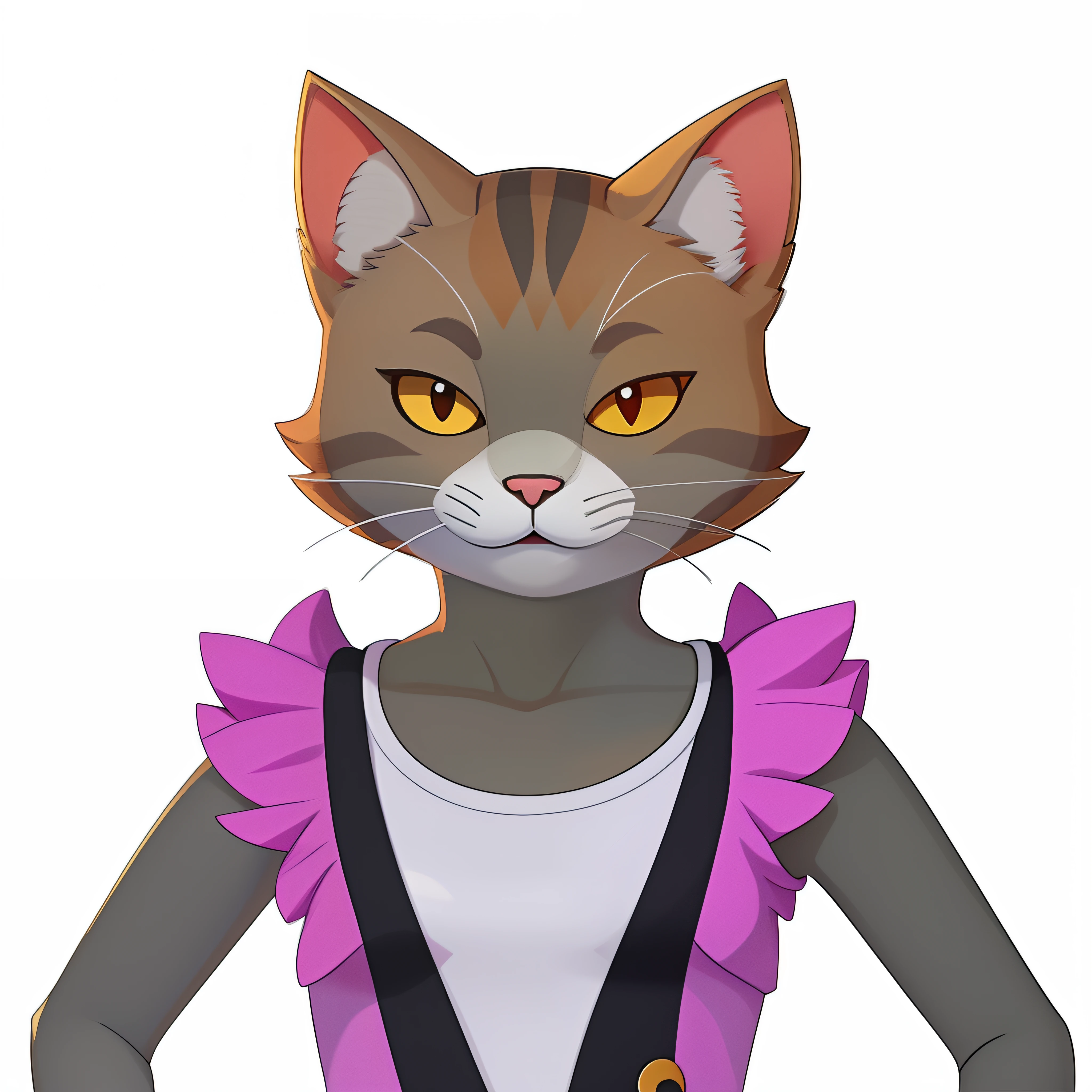 There is a cat with a shirt and a shirt, anthropomorphic female cat, Avatar da parte superior do corpo, Woman / cat hybrid, the cat is orange, human cat hybrid, gato atraente, sem linha, gatinha, um gato antro, Avatar do jogo 2D do corpo superior, anthropomorphic cat, Gato Anime, gatinha jovem bonita