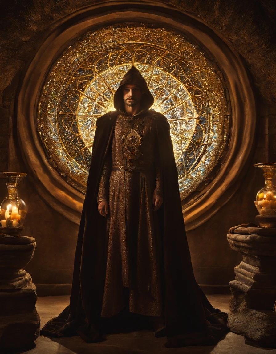 (best quality,32K HDR,ultra-detailed,photorealistic:1.37),fotografia,ultra-realistic,ultra-detailed,Doctor Strange Marvel character,evoking powers,Studio Lighting,vivid colors,detailed costume,brilliant effects,intense gaze,magical atmosphere,crackling energy,sorcerer's cape,floating artifacts,wisps of magic in the air,commanding pose,mysterious background,enchanted artifacts,Ancient One's teachings,otherworldly ambiance,powerful incantations,mystical portal,glimmering runes,dimensional rift,heroic stature,mesmerizing gaze,masterful sorcery,celestial energy,shimmering cloak,levitating objects,dark and powerful,ancient relics,cosmic power,immense knowledge,worlds beyond comprehension,magical amulet,transcendent abilities,dazzling display,inspiring awe,unleashing the mystic,mystifying forces,transformation,spellbinding visual,universe-altering magic,awe-inspiring moment
