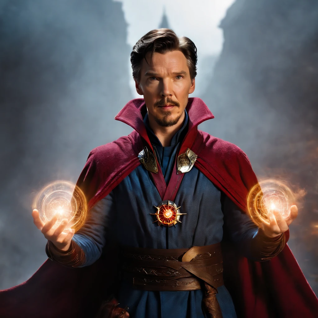 "Experience the mystical power of Doctor Strange as he summons supernatural forces with his hands, captured in an impressive 8k ultra-HD resolution."