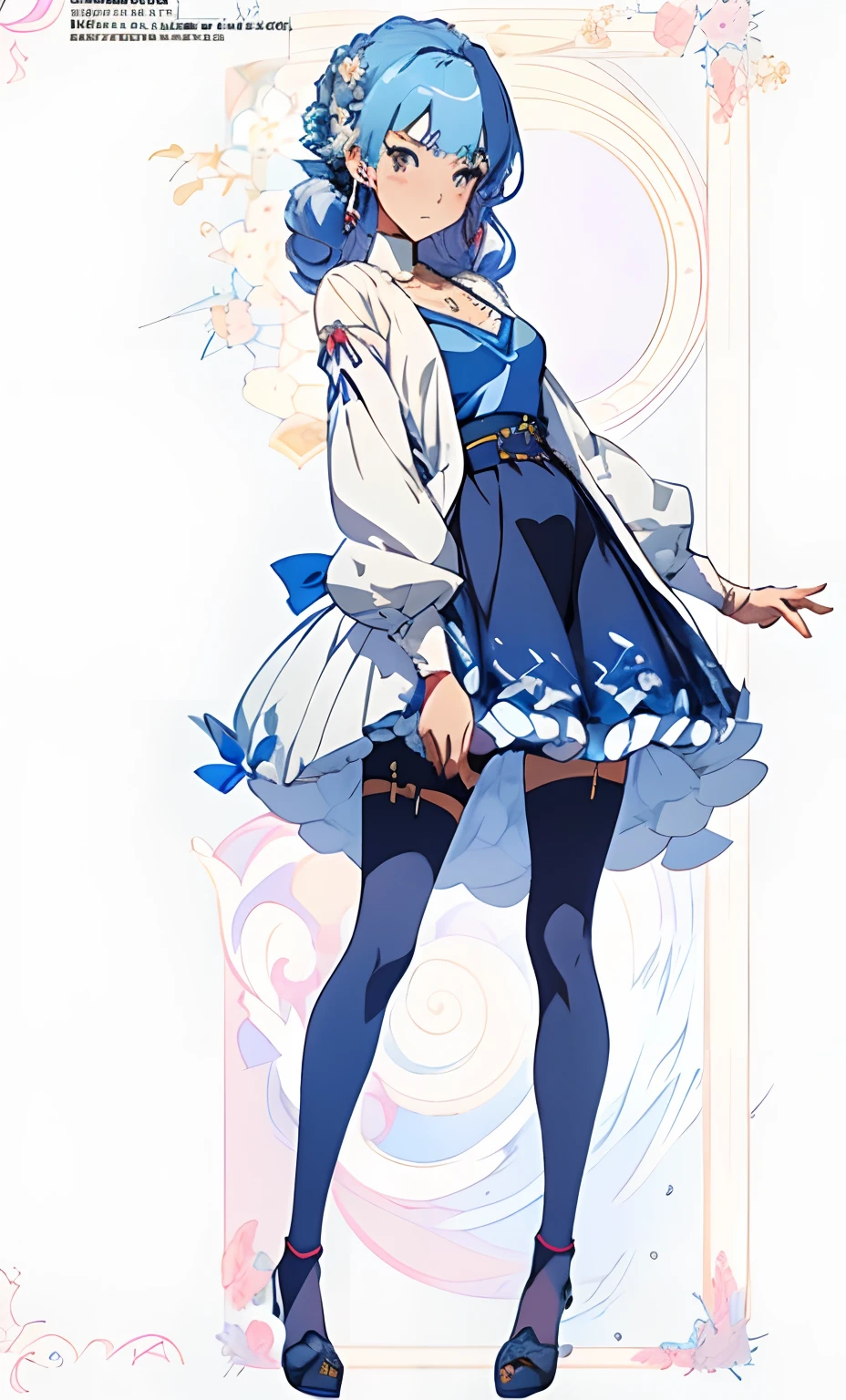 anime character in a blue dress blue skirt with a white shirt, anime full body illustration, mayuri shiina from steins gate, anime moe artstyle, full body illustration, anime woman fullbody art, style anime, female anime character, anime character, made with anime painter studio, full body portrait of a short!, anime concept art, anime style character