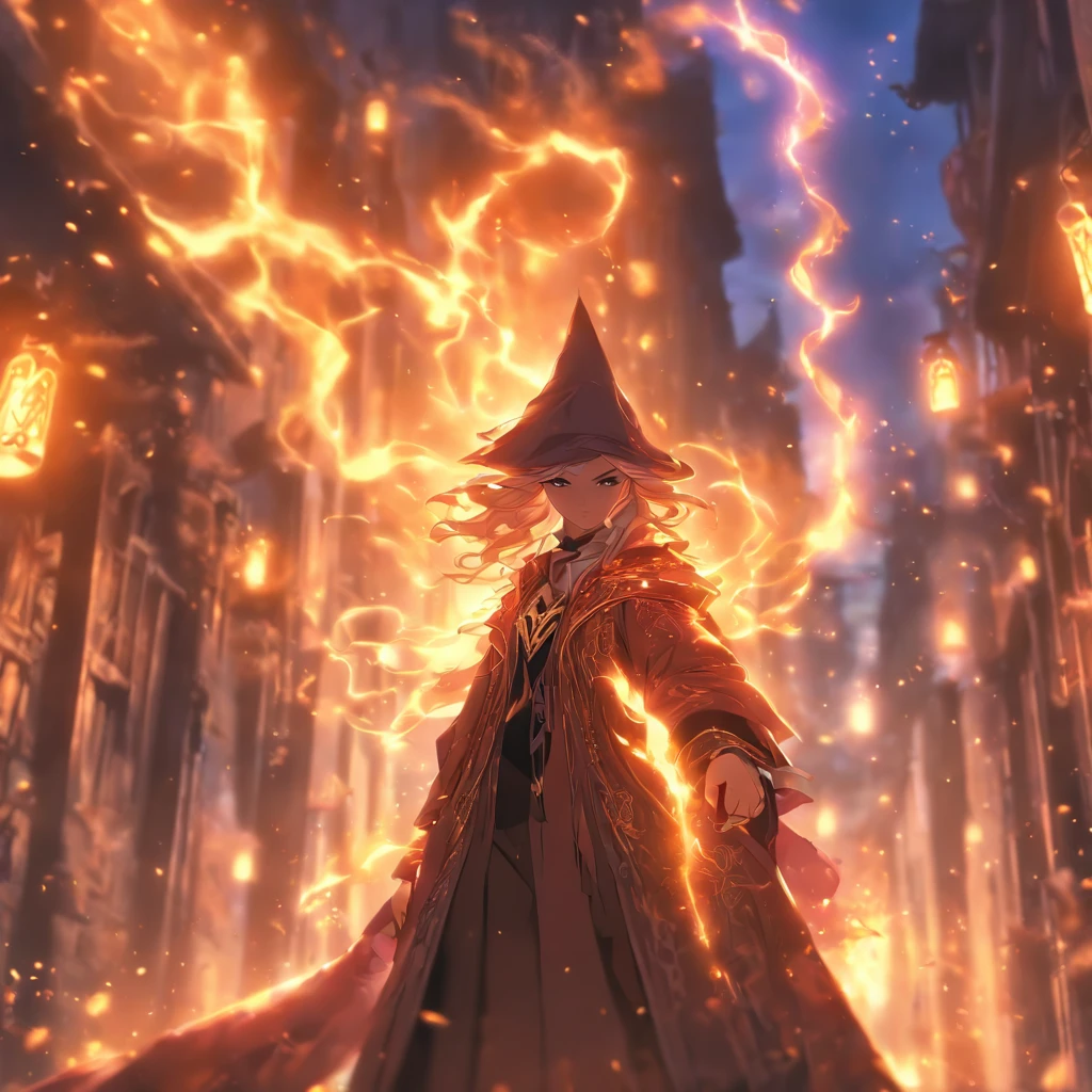 (fantasy,urban fantasy,heroine,witch),dramatic heroines,girl with magical powers,(best quality,4k,8k,highres,masterpiece:1.2),extremely detailed eyes and face,flowing dress,golden hour,cityscape,spellbinding atmosphere,vibrant colors,bokeh,street lights,distant skyscrapers,magic aura,candle-lit alleyways,mysterious fog,enchanted symbols,crystal ball,revealing hidden truths,protective amulets,glimmering spellbook,casting powerful spells,commanding elements,fire and lightning,conquering darkness,standing tall amidst chaos,confident posture,sorceress's staff,glowing runes,arcane glyphs,manifesting supernatural forces,mystical energy,sparkling sparks,mesmerizing incantations,magic-infused sky,explosive bursts of light and power,unleashing mystical creatures,defending the realm,unexpected allies,epic battles,conquering evil,fierce determination,inspiring hope,mesmerizing artistry