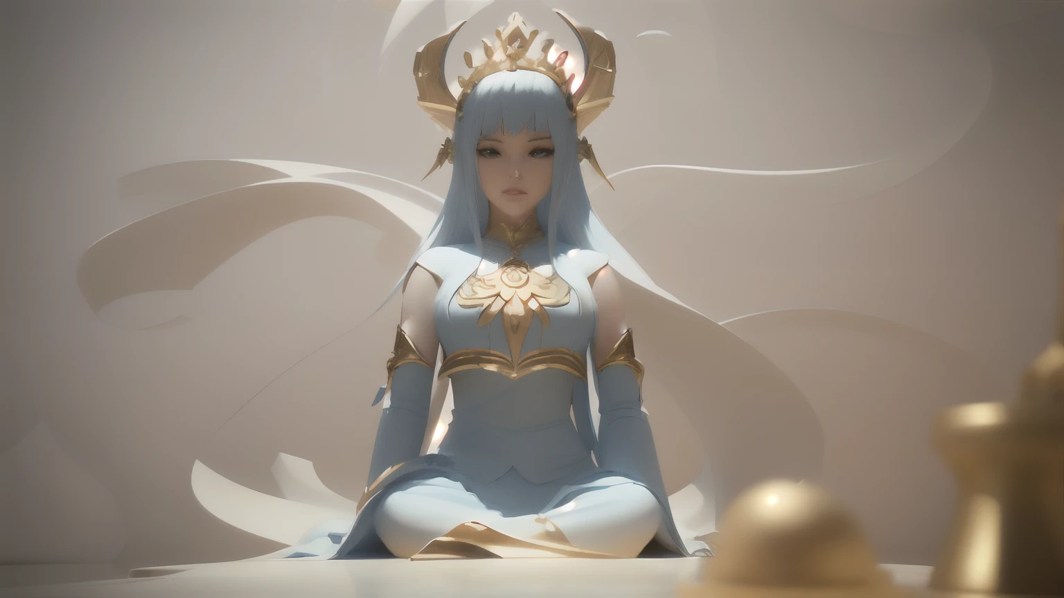 (((Splash ink))),There is a white and gold statue of a woman wearing a crown, Goddess. Extremely high detail, unreal engine rendered + A goddess, (rendering by octane) Fantasy style, gilded lotus princess, fantasy style 8 k octane render, trending on cgstation, 3 d render stylized, a beautiful fantasy empress, 3 D rendering character art 8 K, ((a beautiful fantasy empress))