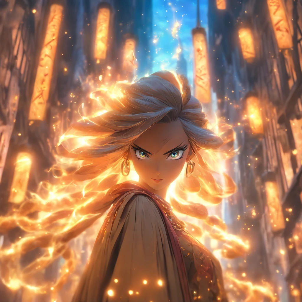 (fantasy,urban fantasy,heroine,witch),dramatic heroines,girl with magical powers,(best quality,4k,8k,highres,masterpiece:1.2),extremely detailed eyes and face,flowing dress,golden hour,cityscape,spellbinding atmosphere,vibrant colors,bokeh,street lights,distant skyscrapers,magic aura,candle-lit alleyways,mysterious fog,enchanted symbols,crystal ball,revealing hidden truths,protective amulets,glimmering spellbook,casting powerful spells,commanding elements,fire and lightning,conquering darkness,standing tall amidst chaos,confident posture,sorceress's staff,glowing runes,arcane glyphs,manifesting supernatural forces,mystical energy,sparkling sparks,mesmerizing incantations,magic-infused sky,explosive bursts of light and power,unleashing mystical creatures,defending the realm,unexpected allies,epic battles,conquering evil,fierce determination,inspiring hope,mesmerizing artistry, has antlers