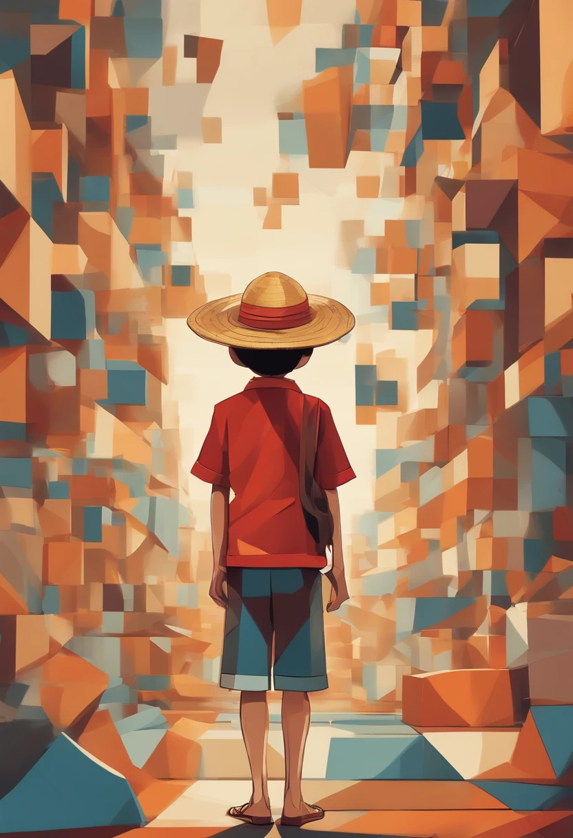 Doing Luffy in Cubism characterized by the fragmentation of reality, the use of geometric shapes, limited color palettes and the search for innovative two-dimensional representations.