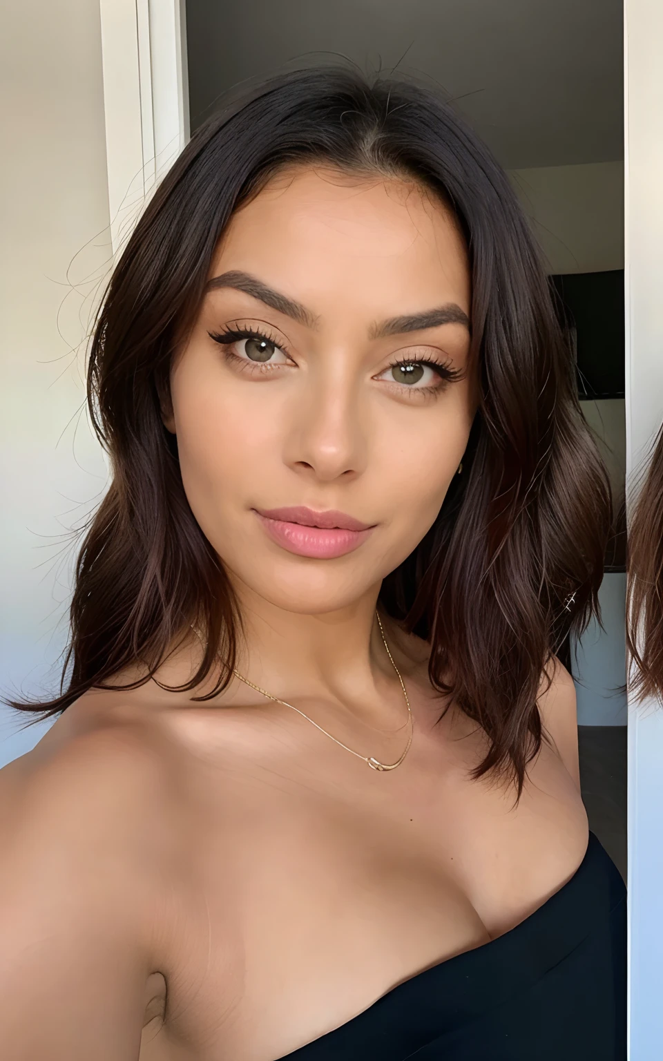 Mulher linda, cabelos castanhos, olhos castanhos, pele morena, no escritorio, super  realista, split into different images, shot from multiple angles
