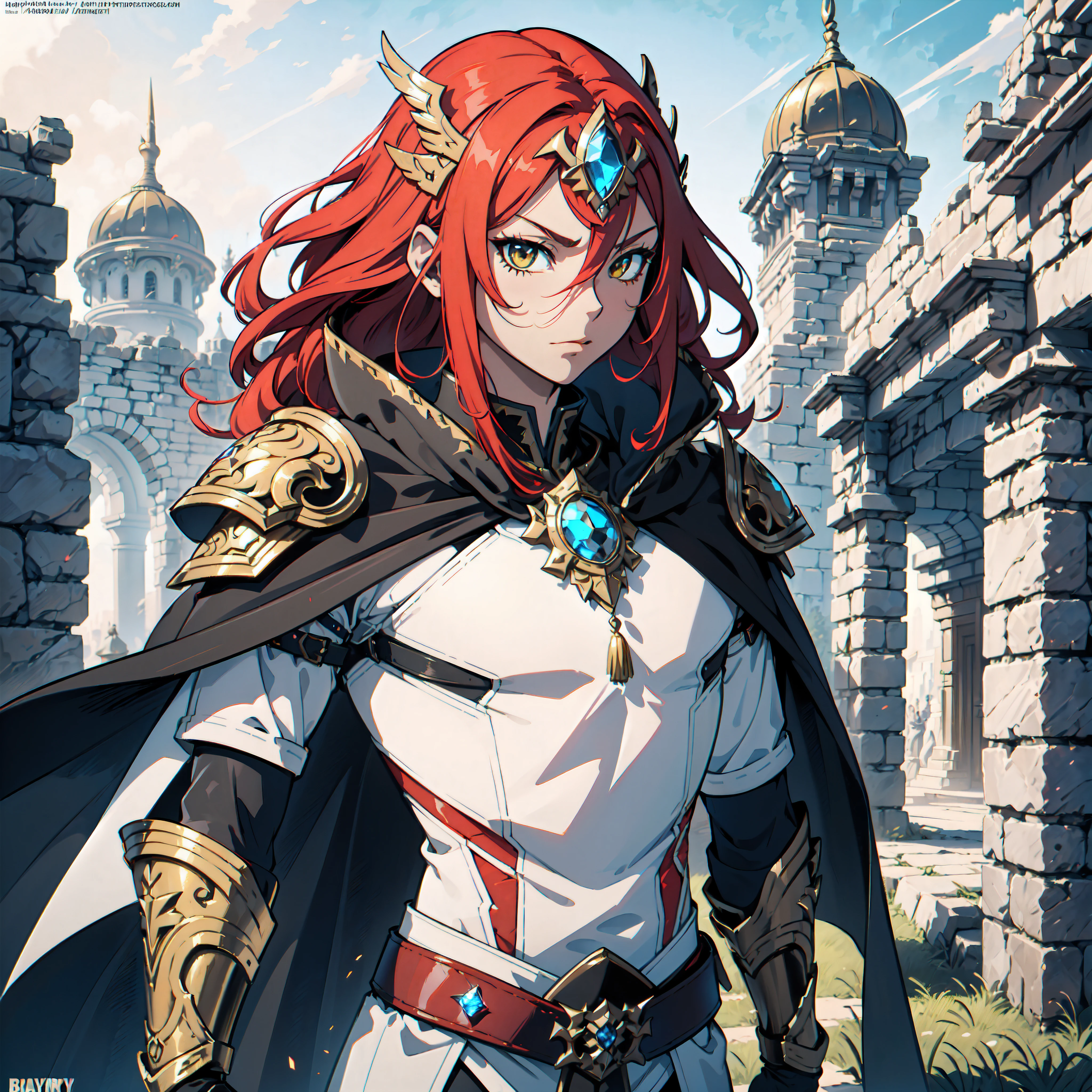 128K Ultra High Definition,
128K Ultra High Quality,
128K Ultra High Resolution,
Best Definition,
Best Quality,
Best Resolution,
Perfectly Detailed.
Perfectly Designed,
Extremely Detailed,
Extremely Designed,
Hyper Detailed,
Hyper Definition,
Hyper Quality,
Hyper Resolution,
Masterpiece,
(((Anime))),
Front Shot Body Shot,
(((Boy))),
Handsome,
Muscular Body,
(((Hyper Detailed Red Long Hair))),
Yellow Eyes,
(((Hyper Detailed Colored Black Armor Plates))),
(((Hyper Detailed Colored White Breastplate))),
(((Hyper Detailed Engraving Jeweled Baron Armor With Headpiece & Cape))),
(((Fantasy Ancient Kingdom Background Scenery))),