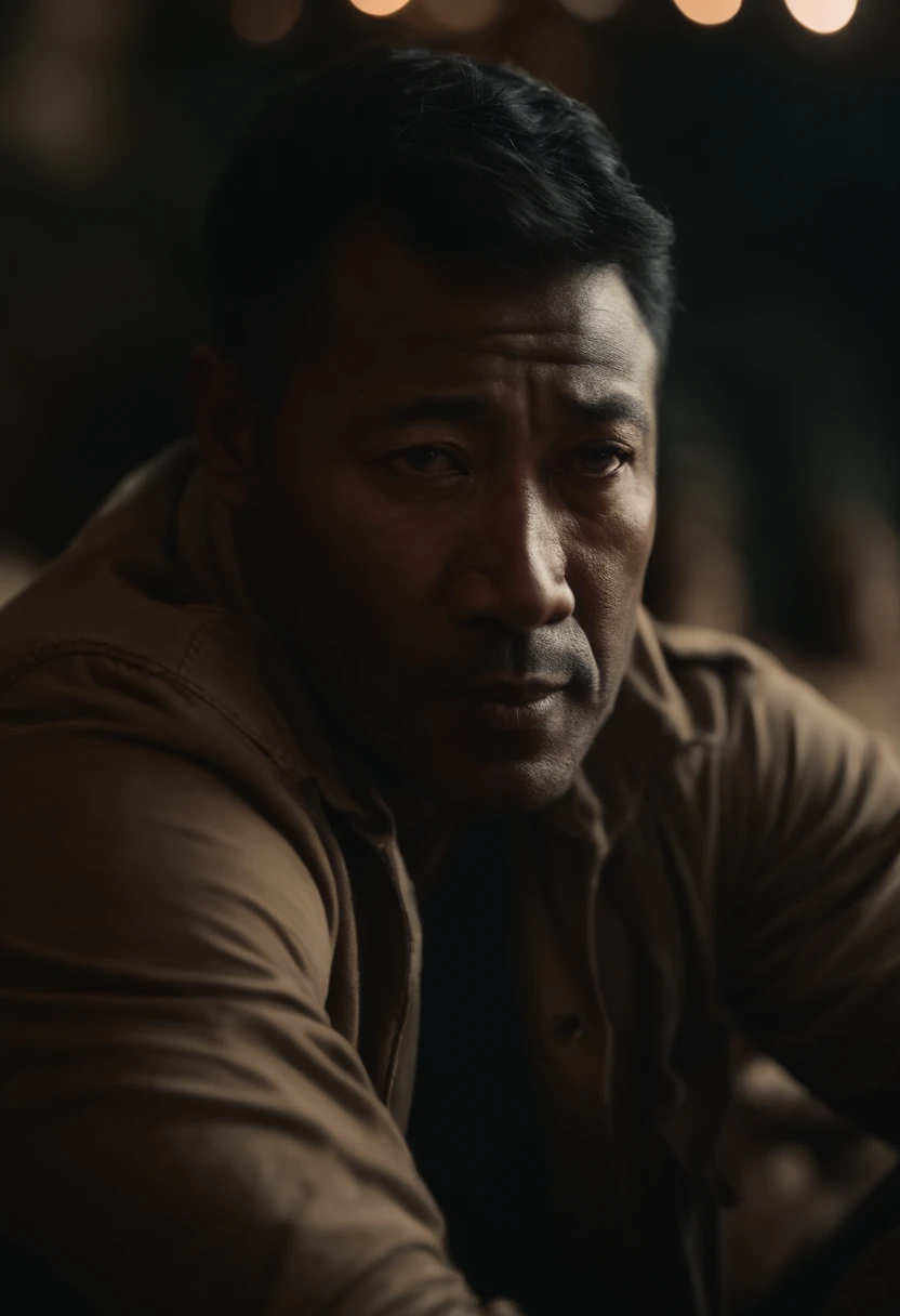 Homem, fundo desfocado, asiatic, pele alva