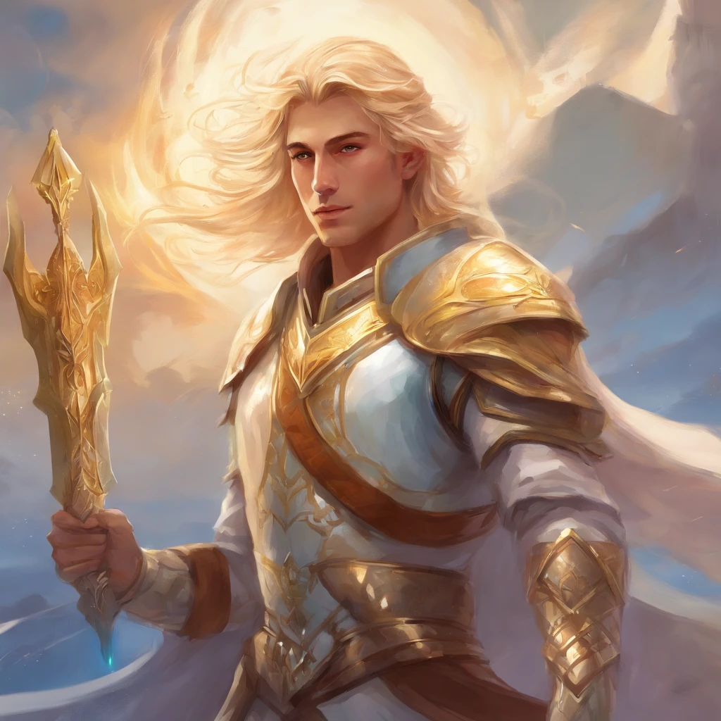dnd ralistic blonde young male paladin