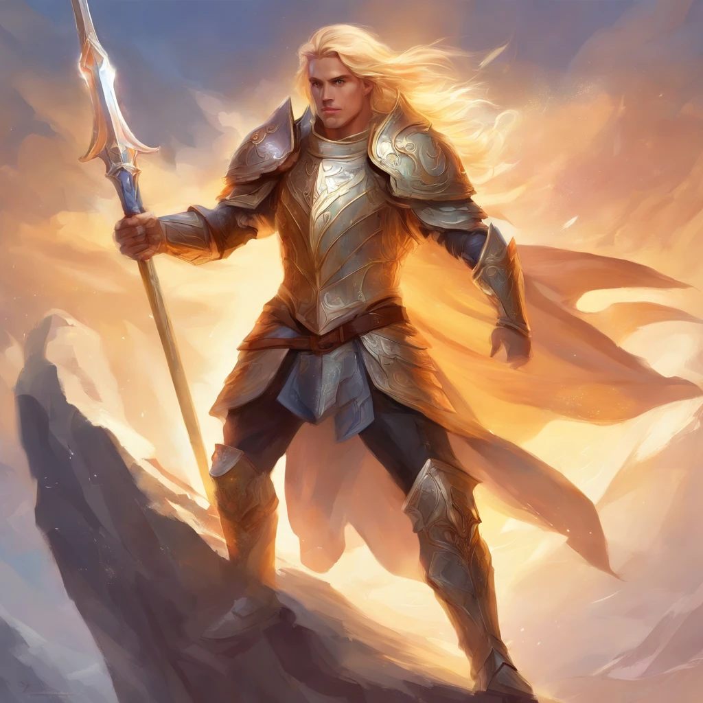 dnd ralistic blonde young male paladin
