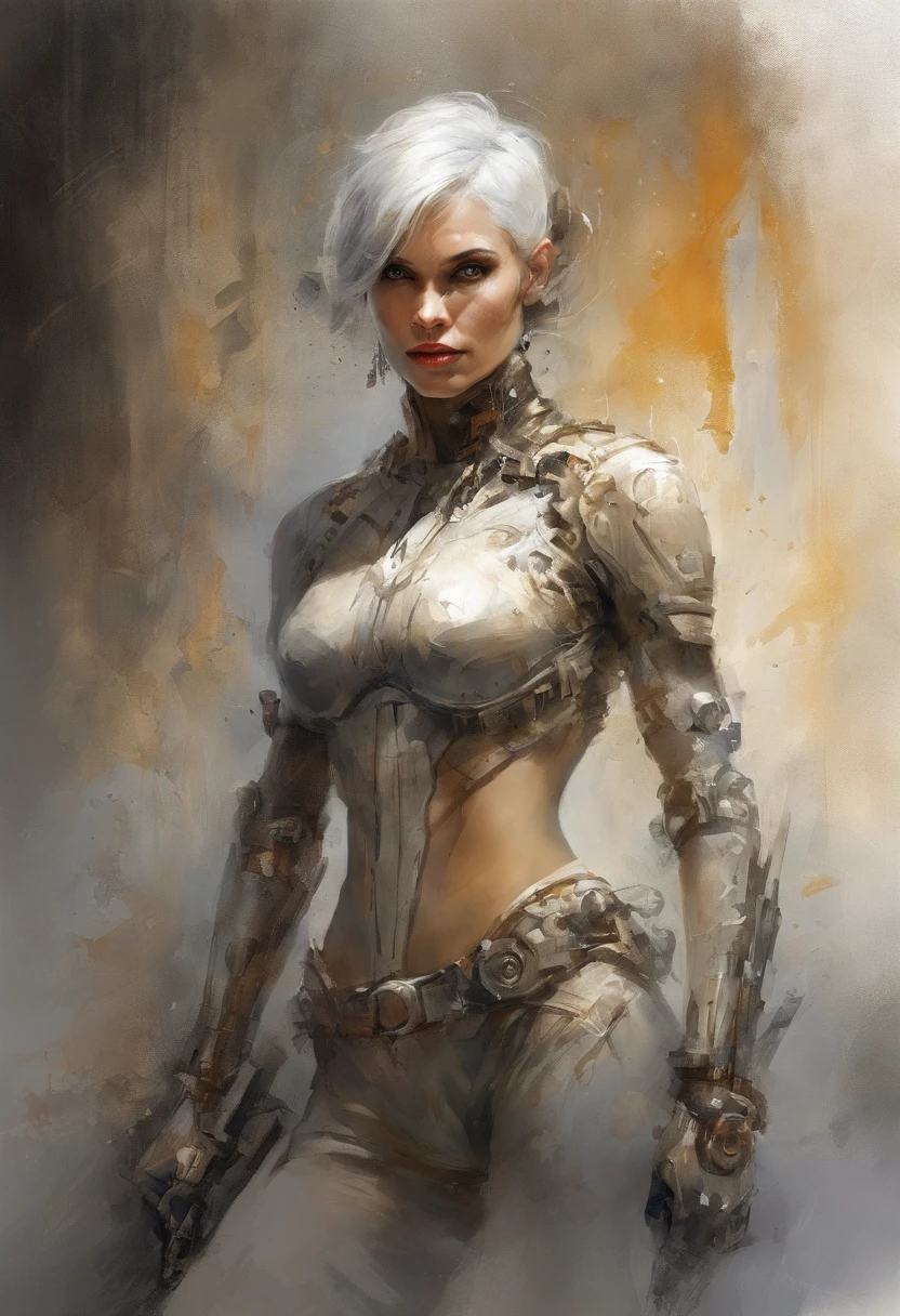 top-quality, Dramatic Lighting, Weak pose, sad Facial expression, epic atmosphere, (((Full body shot))),Female emperor,short silver hair,Hanging Man,Upper body naked, White ripped pants, legs are crossed, Eyes closed,cyborgs, Cyberpunk style, Clockwork, ((Intricate details)), nffsw, ((Intricate details, hyperdetails)), incandescent lamps, cinematic shot, Vignette, bokeh effect beckground,  (Full body shot).