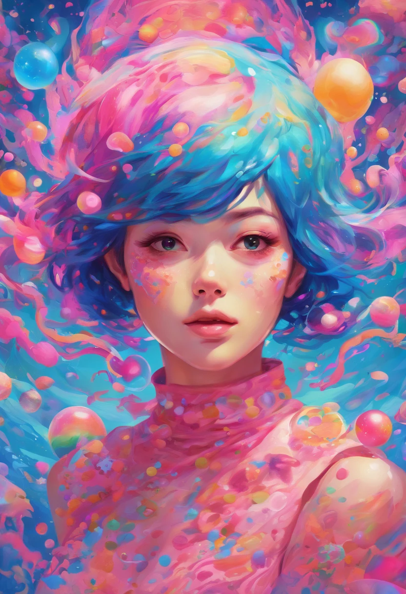 ((top-quality, 8K)), (Realistic), (Face Focus: 1.1), (blue and pink: 1.3), Kawaii Girl, short-hair,
Hair fluttering in the wind, Facing to the side, Look up at your face, Eyes closed, (Sleeveless: 1.1)、Skirt, D Cup Breasts, Countless soap bubbles,