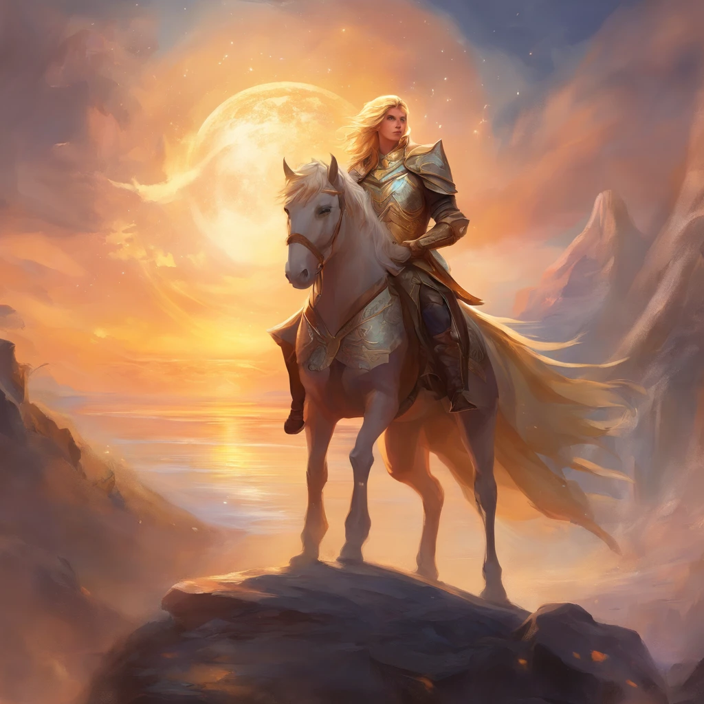 ralistic blonde young male paladin