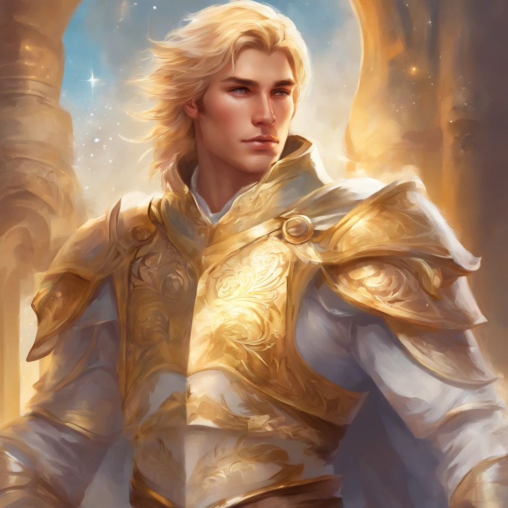ralistic blonde young male paladin