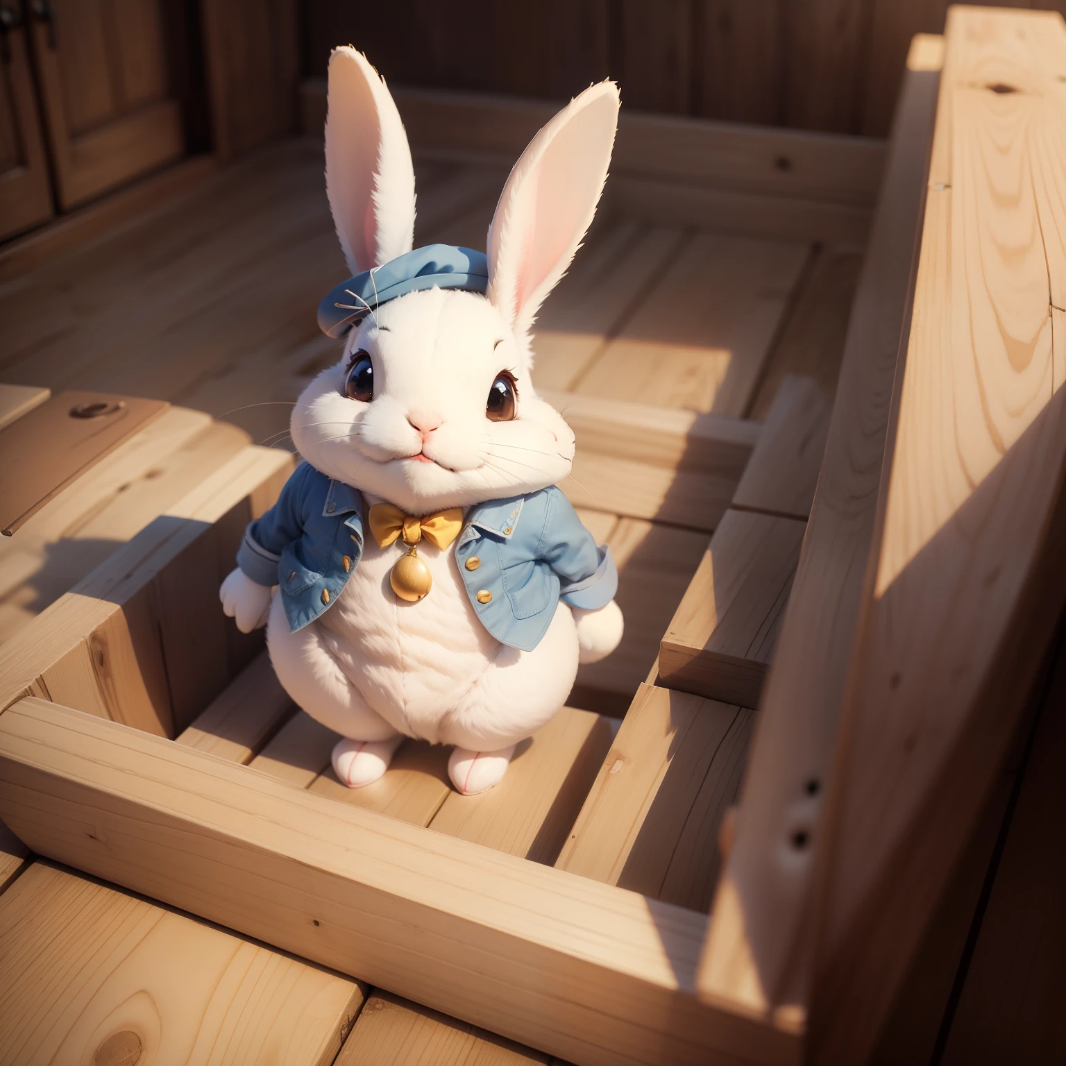Real rabbits，Cartoon image，Big cap，adolable，ssmile
