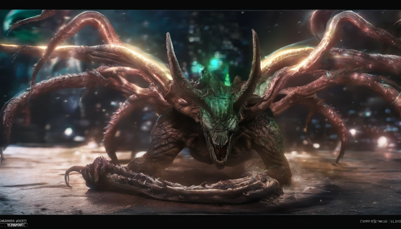Стиль Ghost Blade, Hero of the Night, luzes brilhantes, Cosmic tentacles, As estrelas, fundo neon escuro, 8 mil, fotorrealista, Hiperdetalhamento, ultra detalhado, 4 mil., ultra detalhado, Linhas contrastantes cor-de-rosa, Verde piscando, brilhar, cinematiclight, arte conceitual, HDR, liso, foco nítido, Cinematic lighting, Hiqualidade, CGSetnation